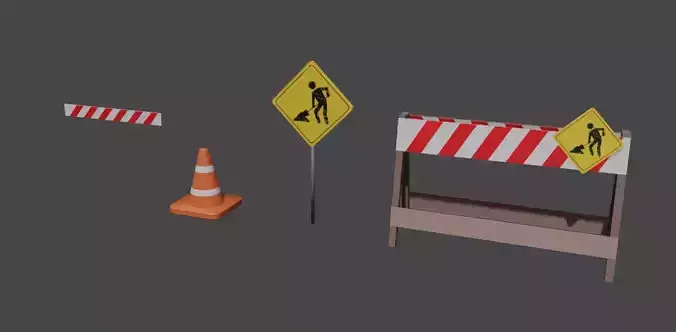 building site sign Low-poly 3D model
