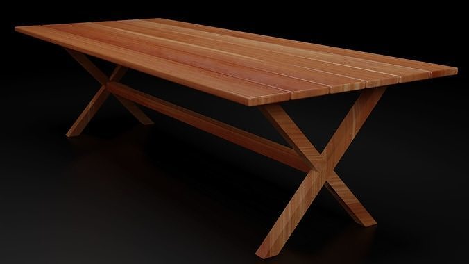 Wood Slab Table Low-poly 3D model