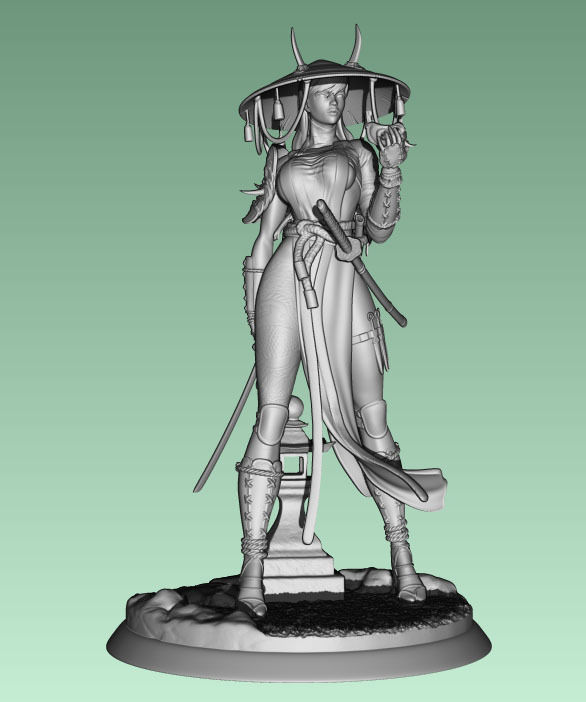 Samurai Girl 3D print model_1