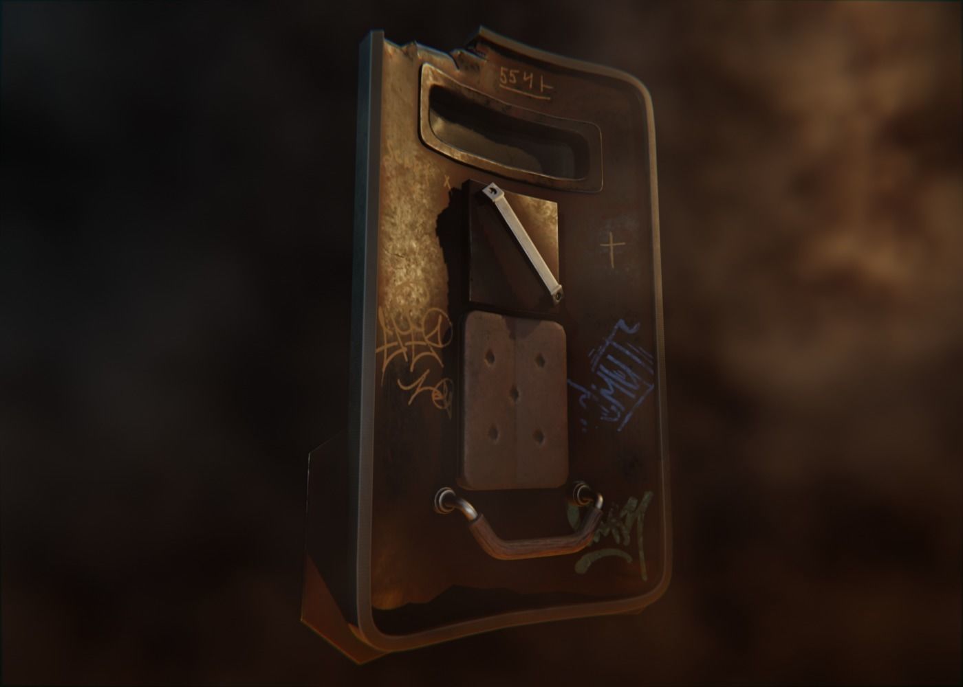 PoliceShield weapon from game dota Low-poly 3D model_3