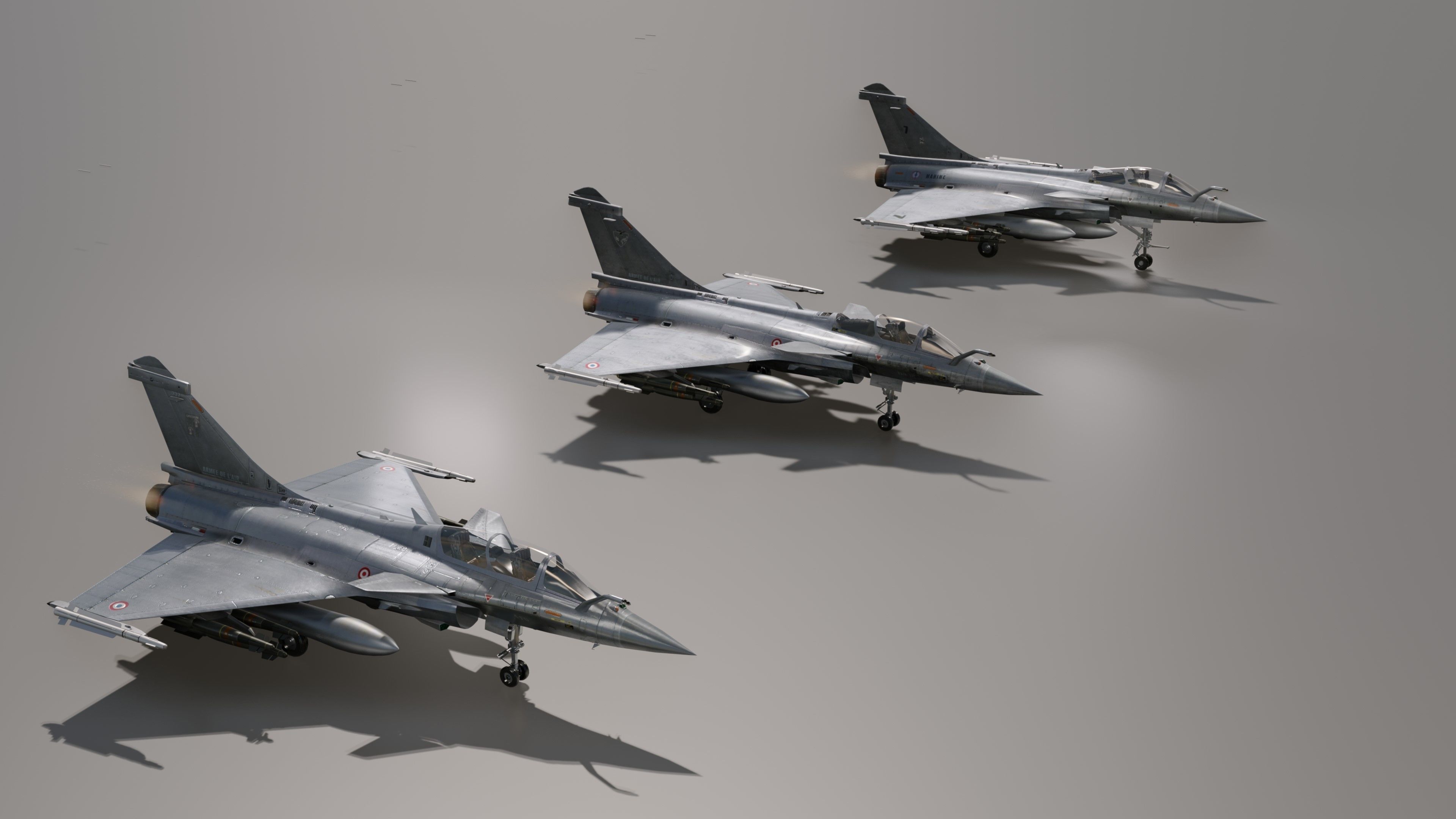 Dassault Rafale Collection - Rigged-High Resolution Cocpit Low-poly 3D model_6