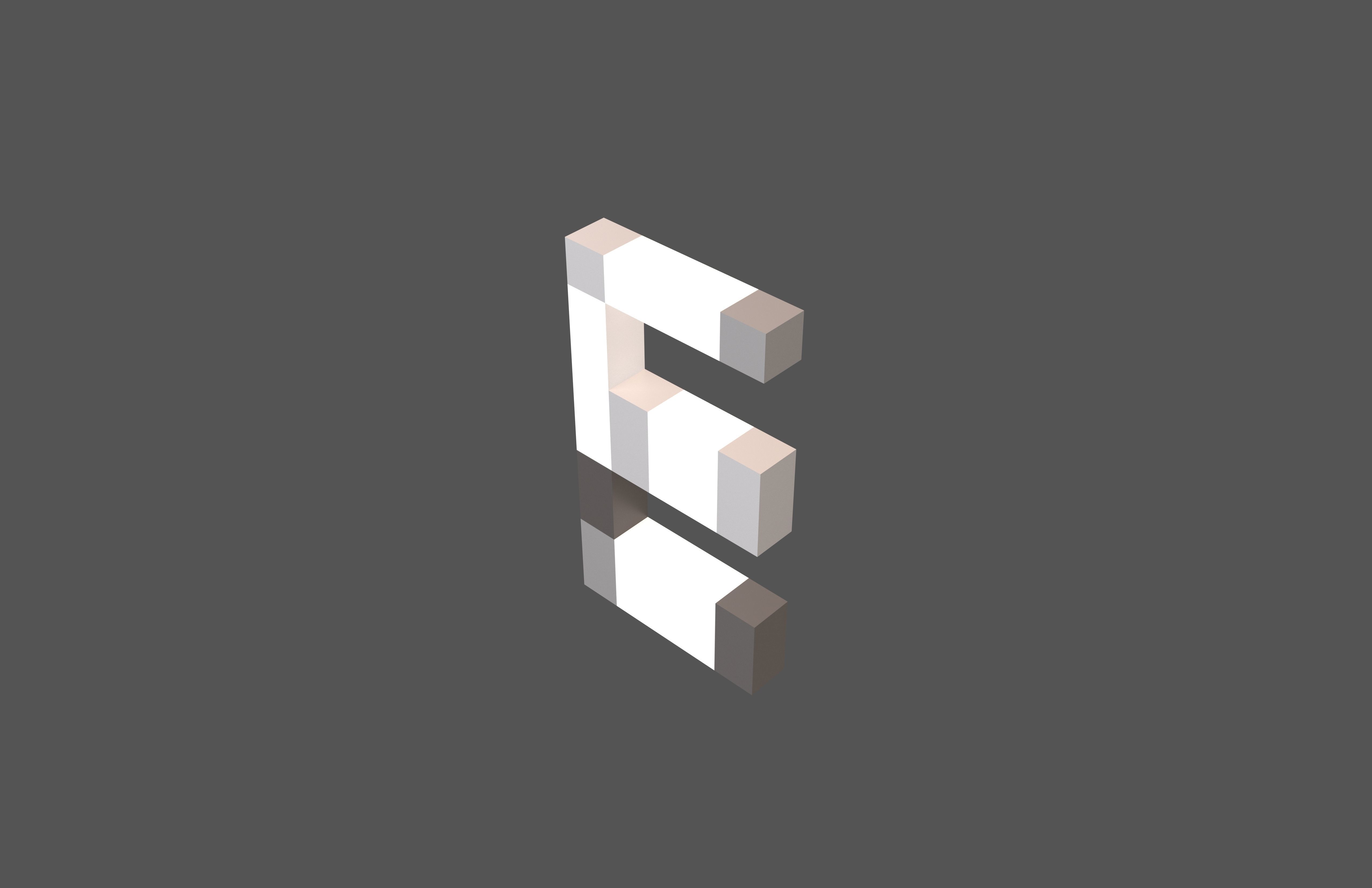 Pixel Font E v1 002 Low-poly 3D model_2