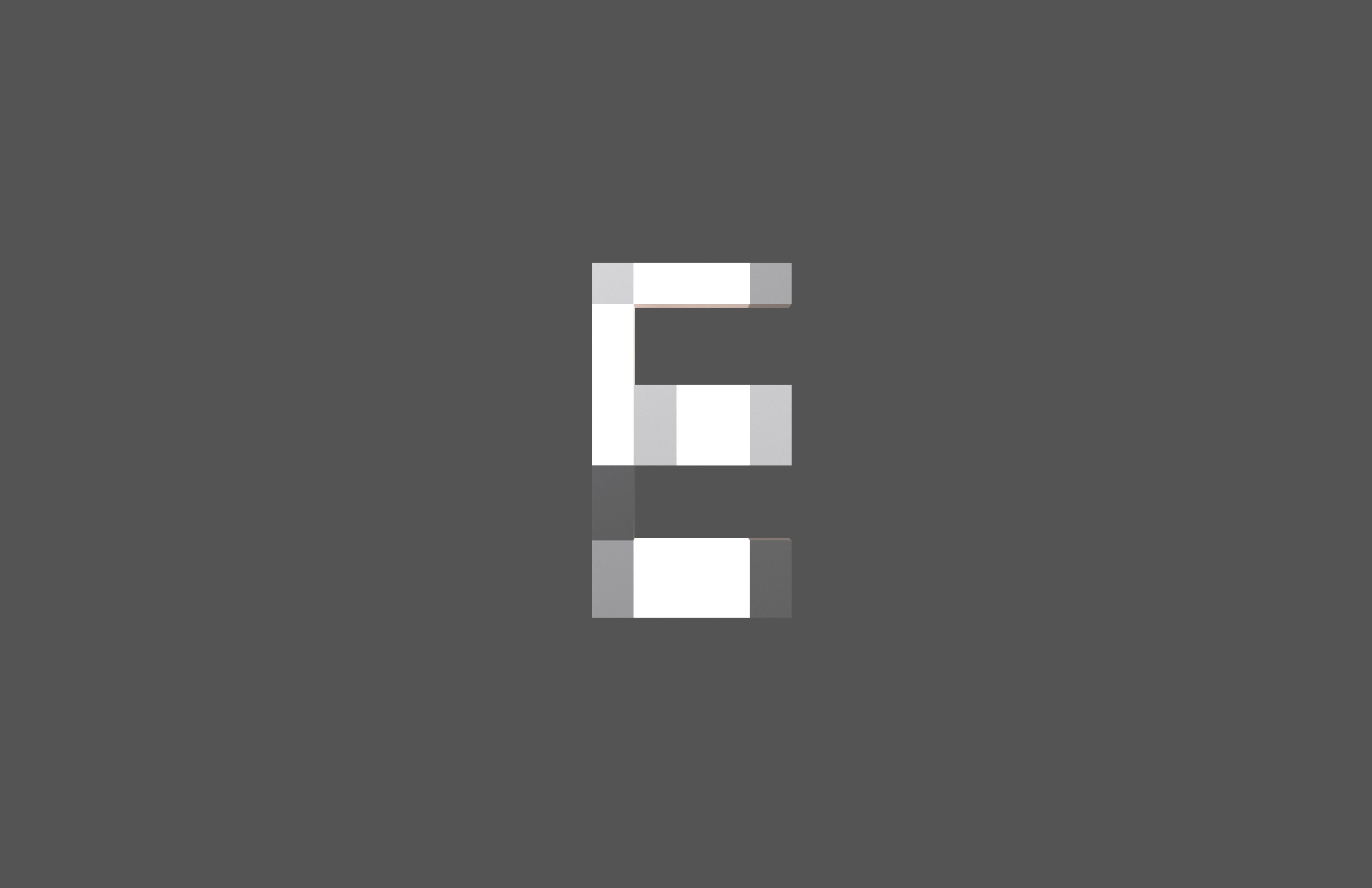 Pixel Font E v1 002 Low-poly 3D model_1