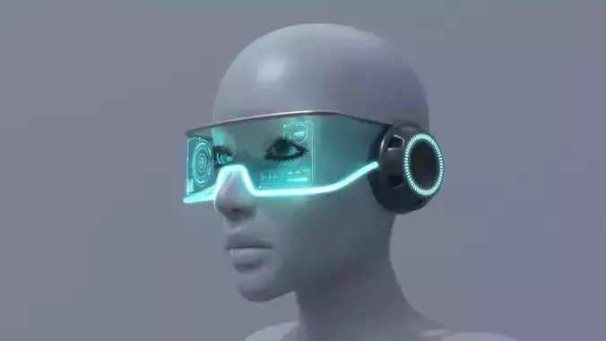 Military sci-fi headset glasses 3D model