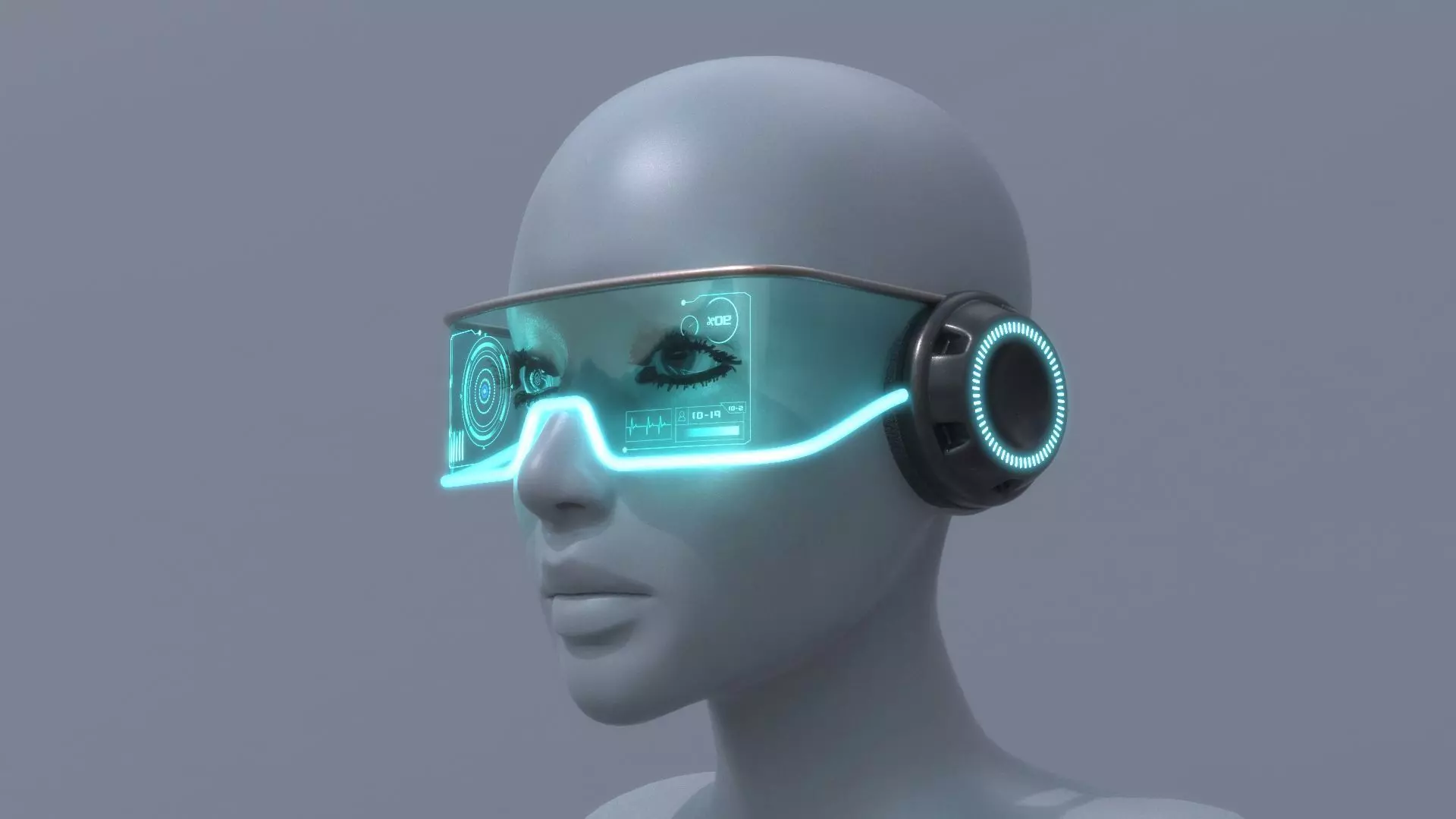 Military sci-fi headset glasses 3D model_0