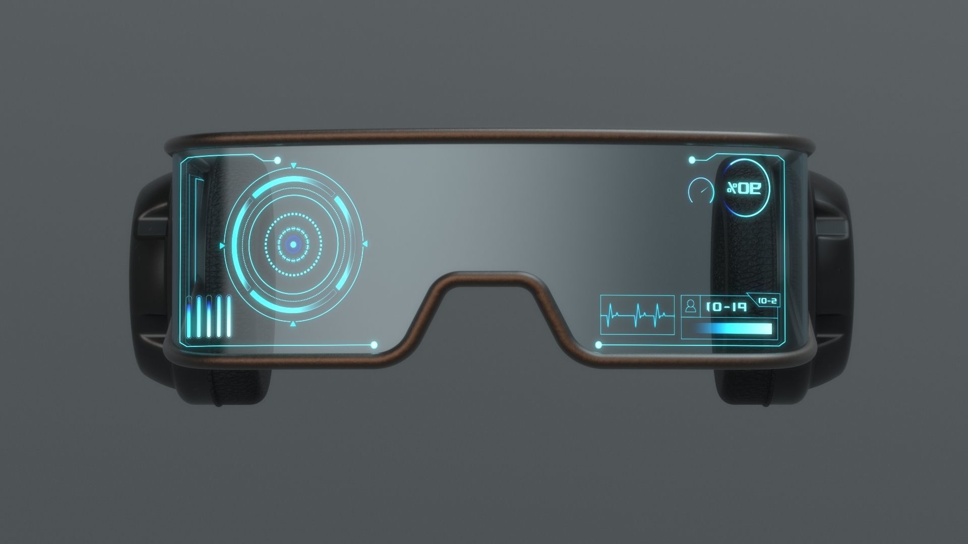 Military sci-fi headset glasses 3D model_2