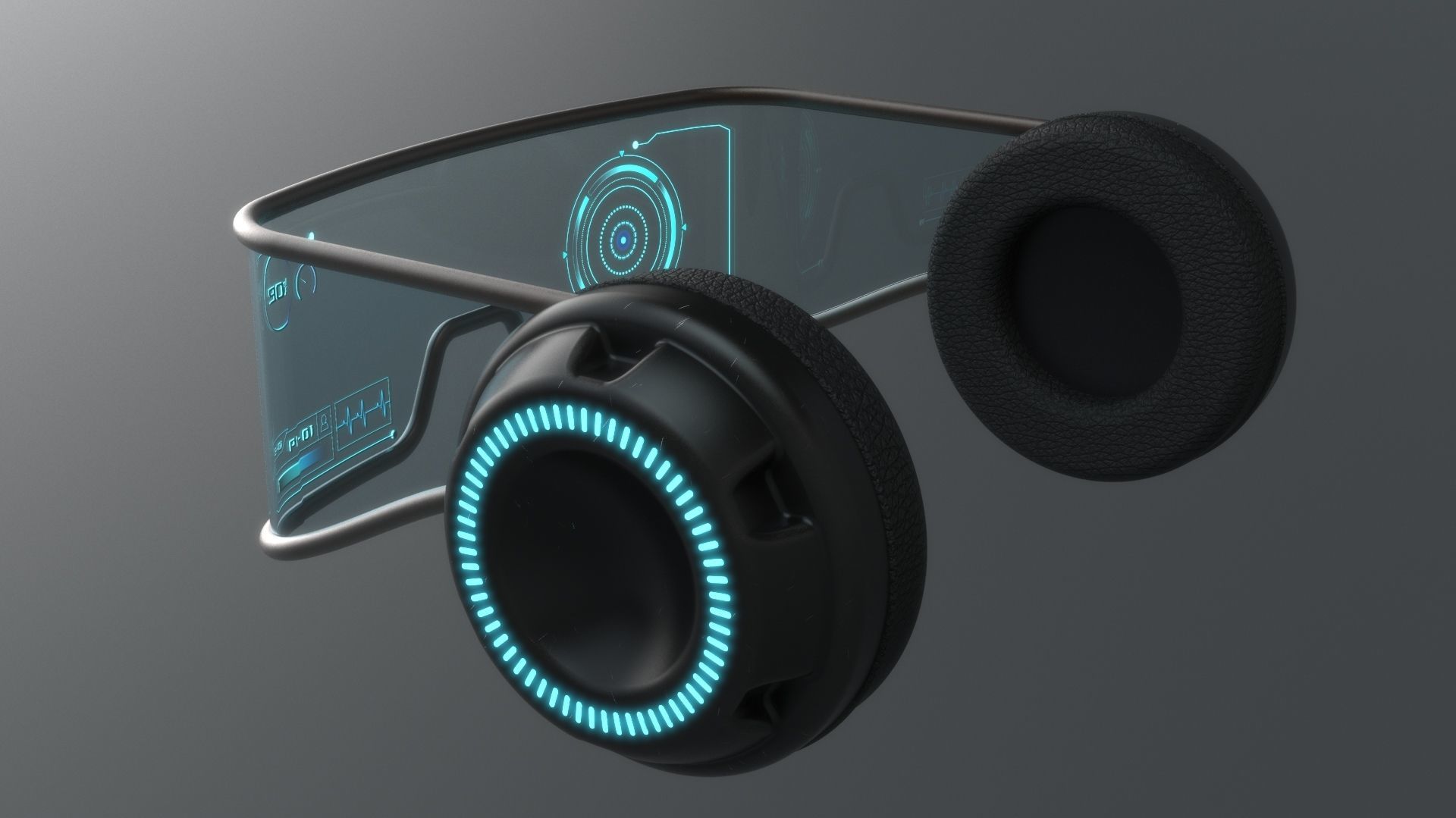 Military sci-fi headset glasses 3D model_6