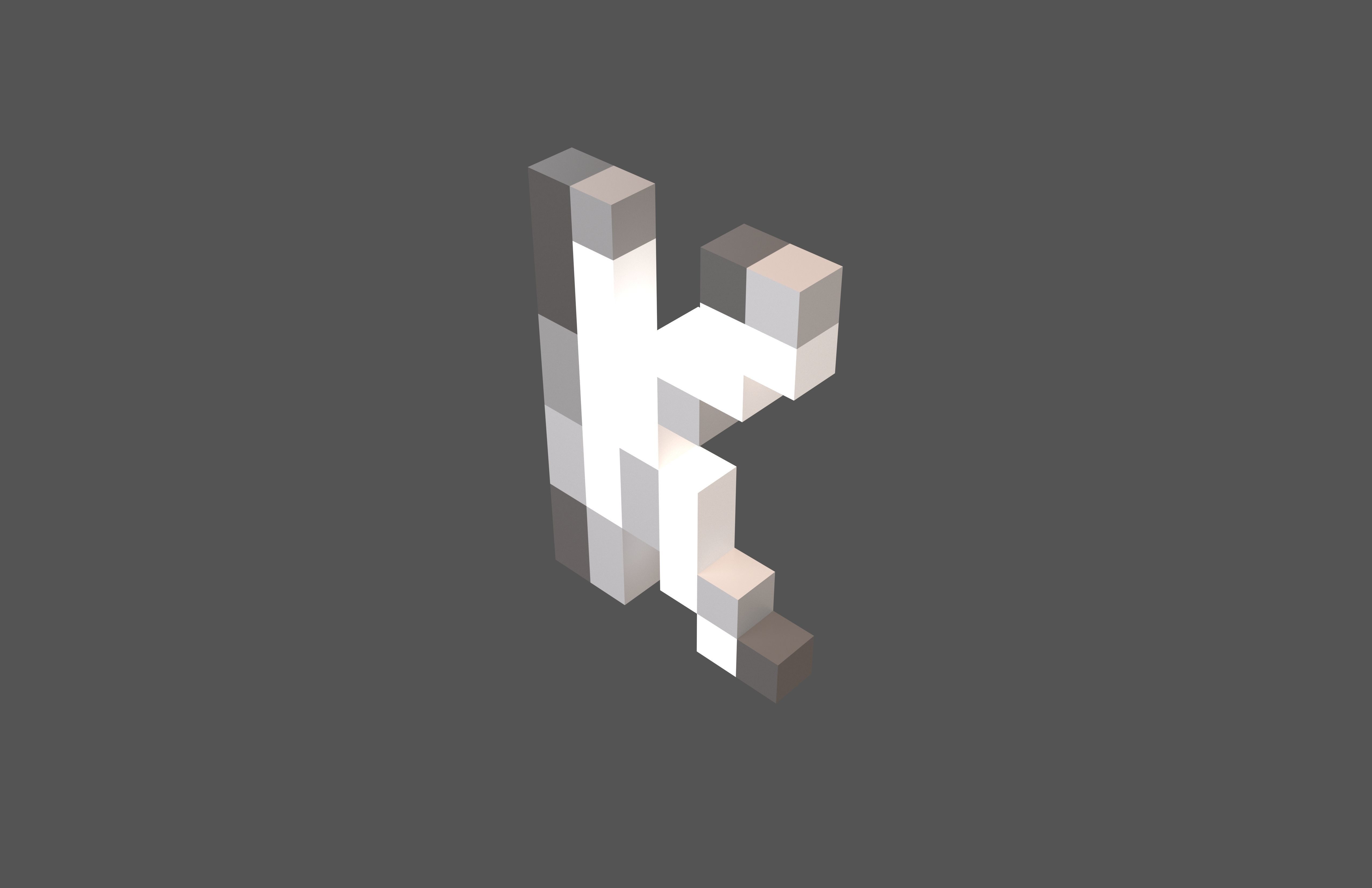 Pixel Font K v1 002 Low-poly 3D model_2
