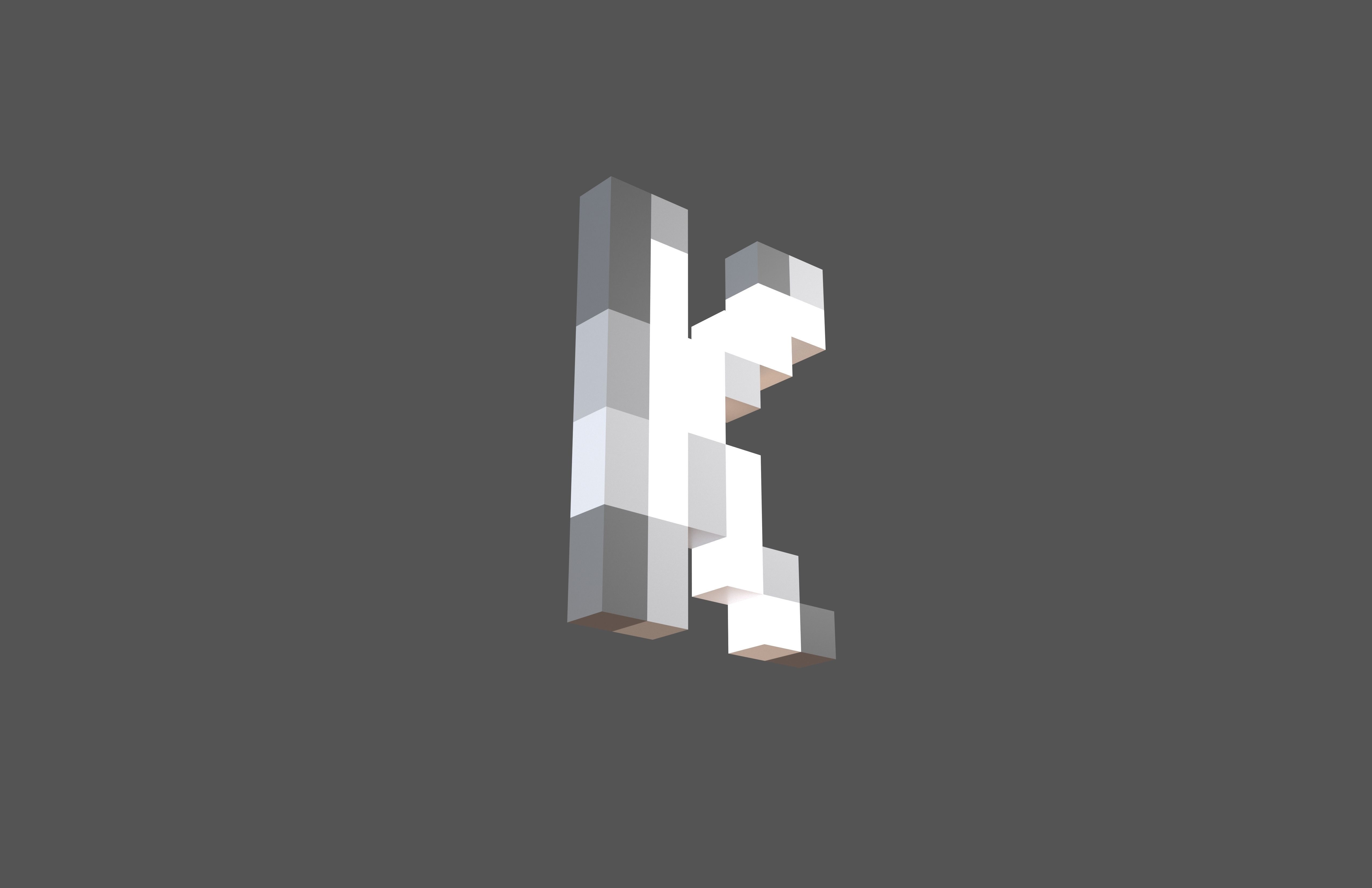 Pixel Font K v1 002 Low-poly 3D model_12