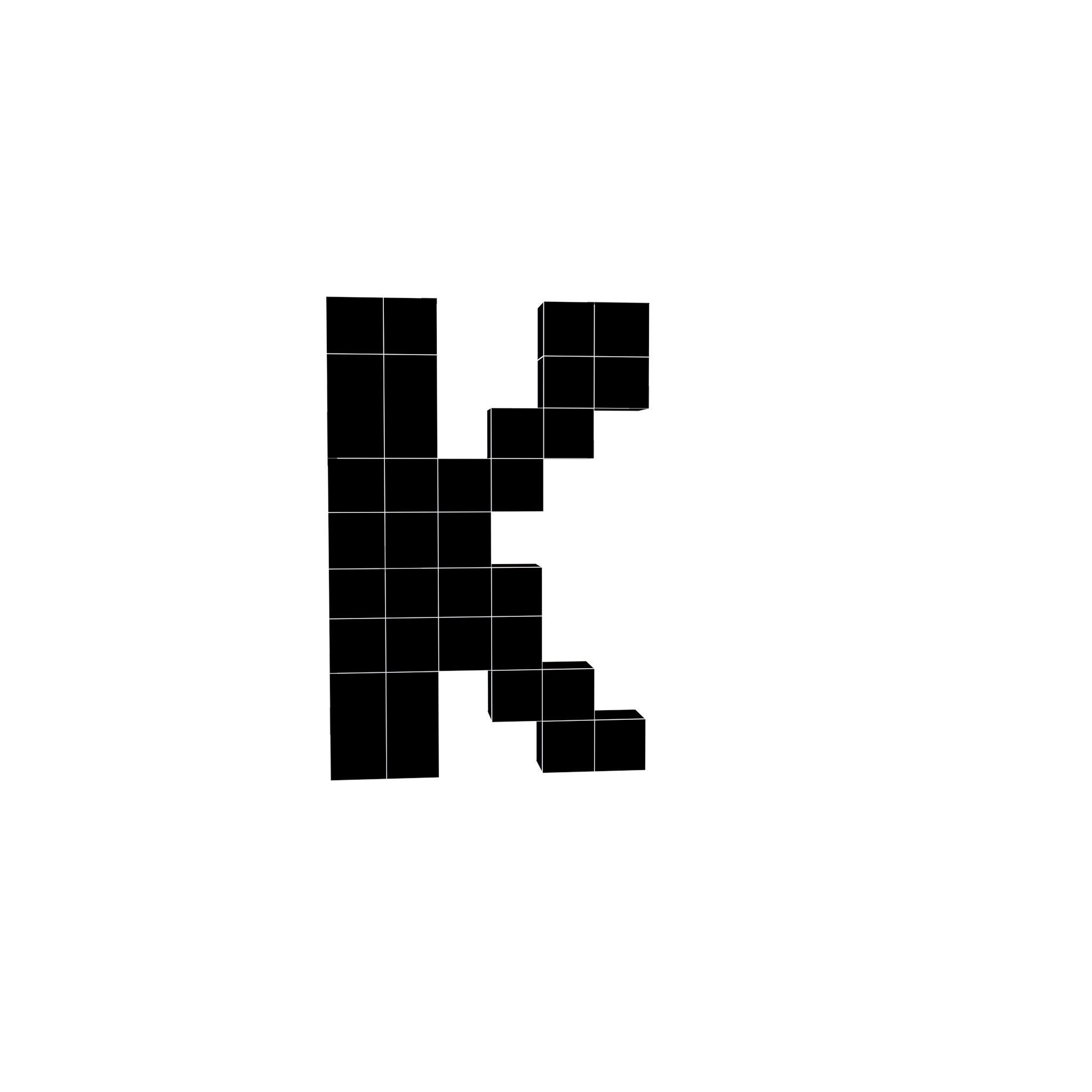 Pixel Font K v1 002 Low-poly 3D model_4