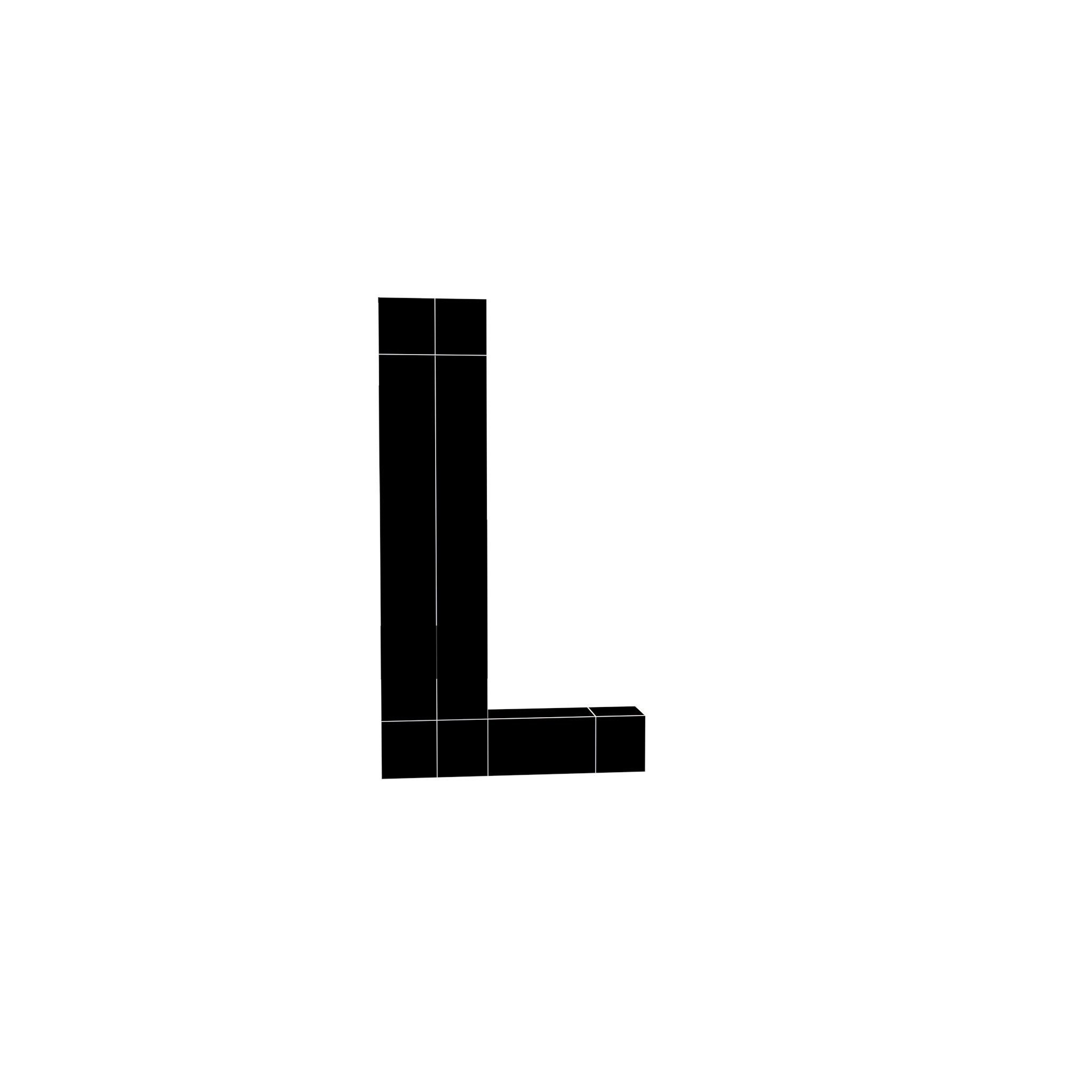 Pixel Font L v1 002 Low-poly 3D model_4