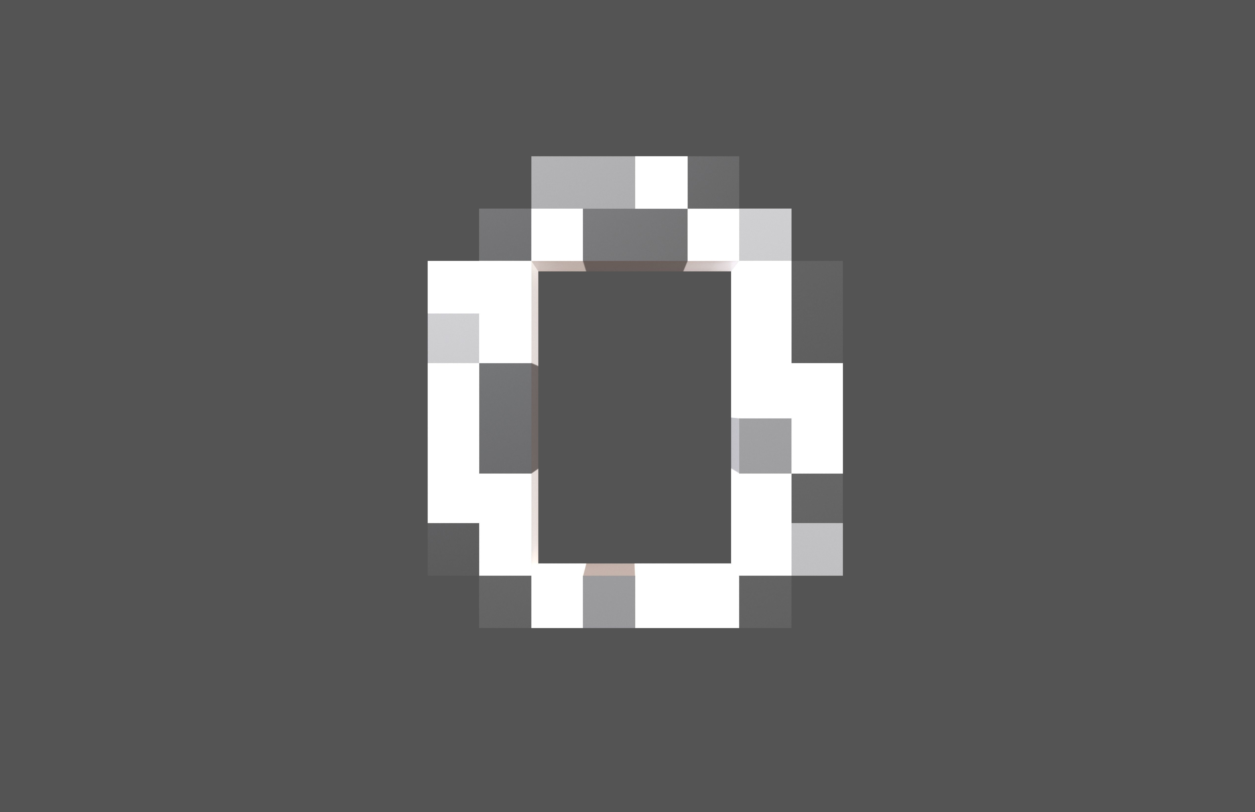 Pixel Font O v1 002 Low-poly 3D model_1