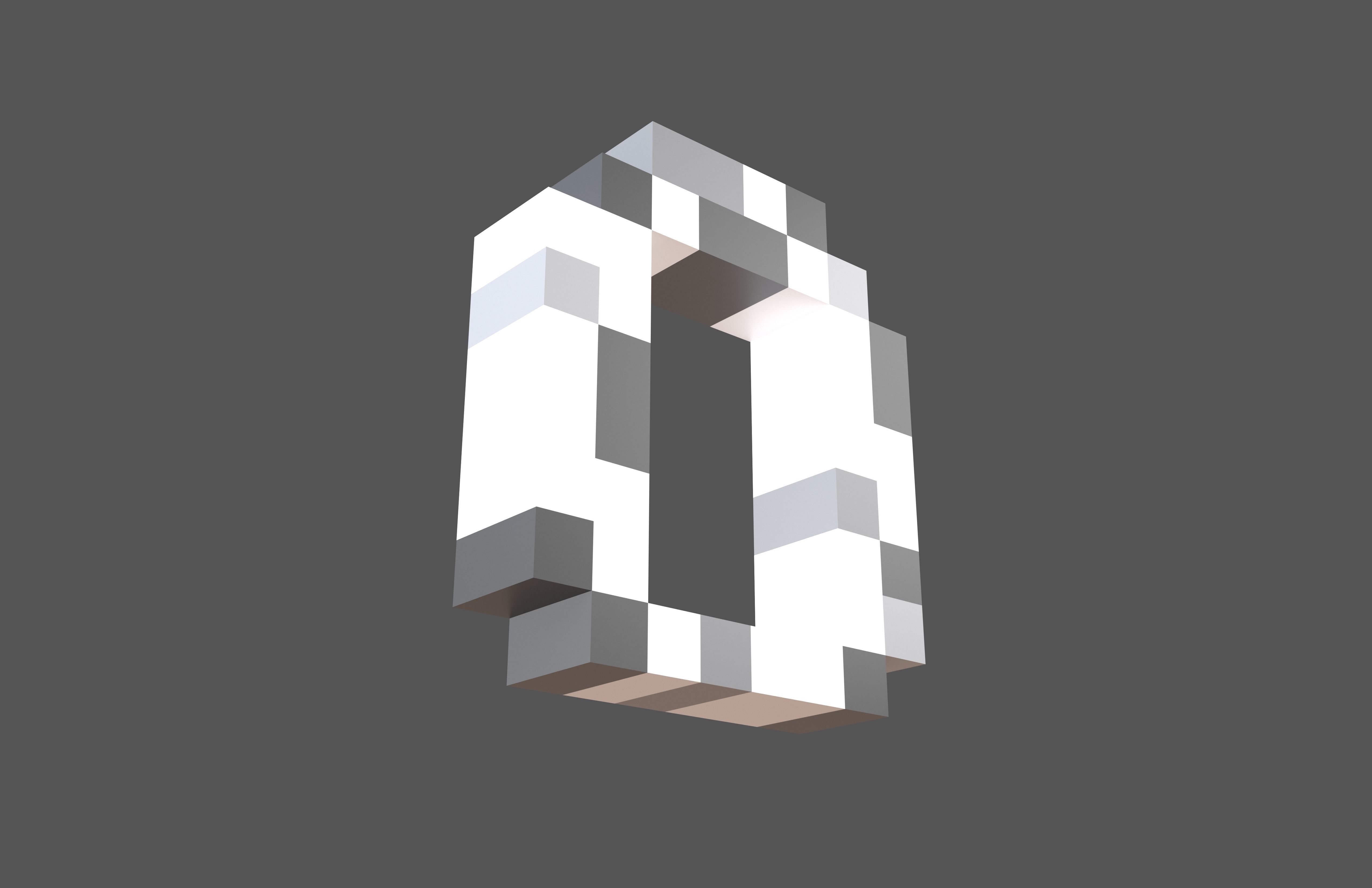 Pixel Font O v1 002 Low-poly 3D model_3