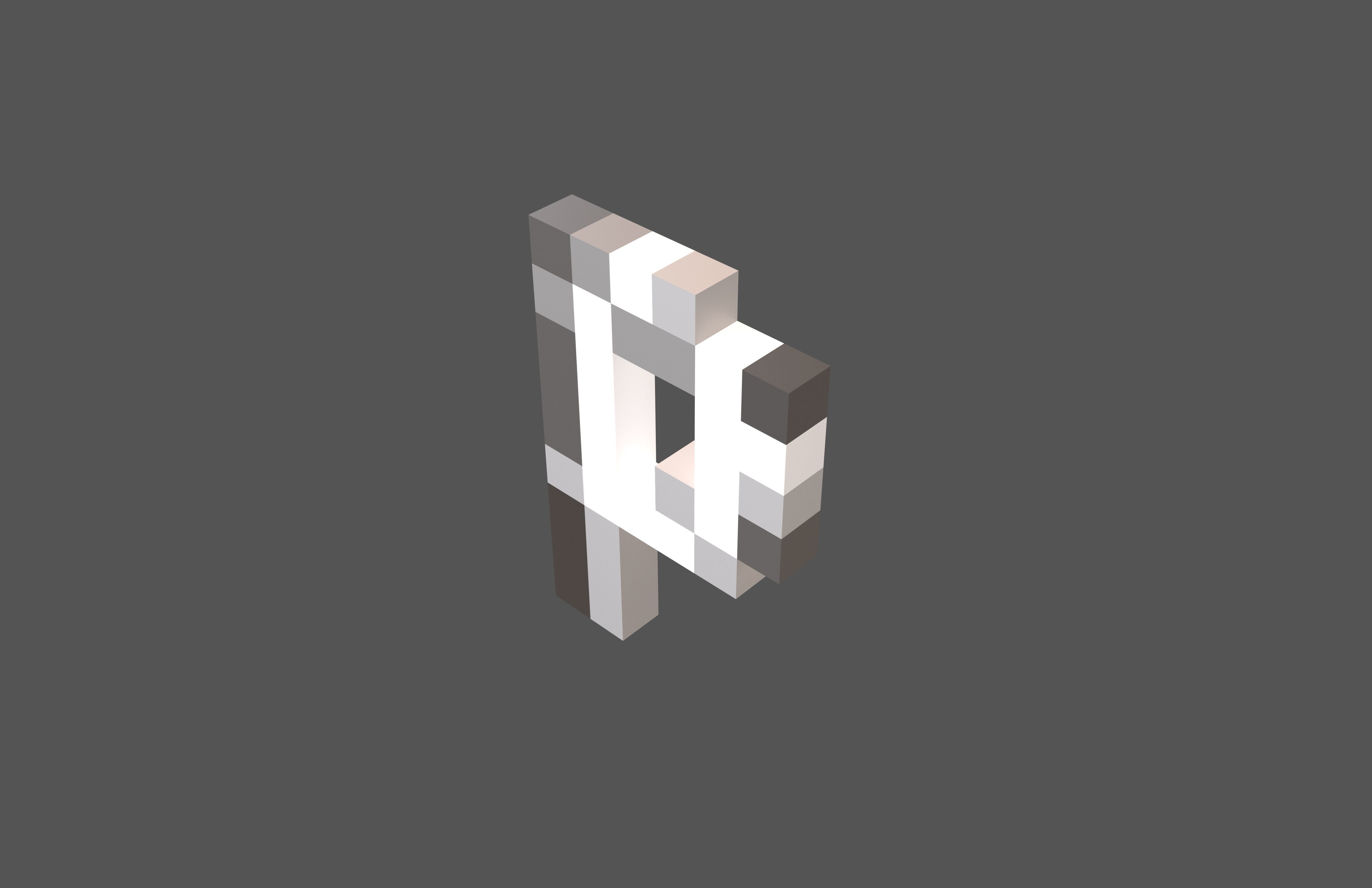 Pixel Font P v1 002 Low-poly 3D model_2