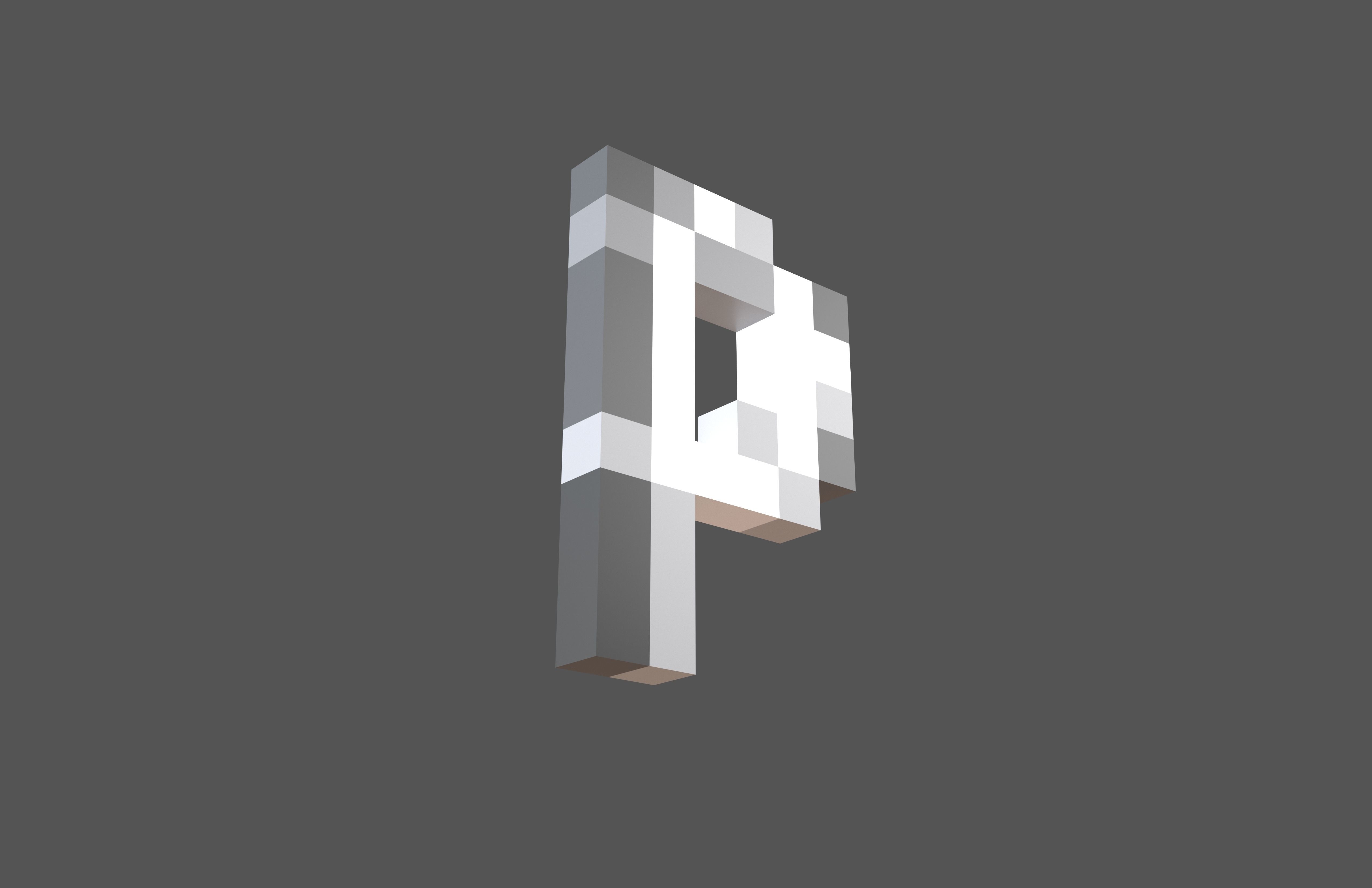 Pixel Font P v1 002 Low-poly 3D model_3