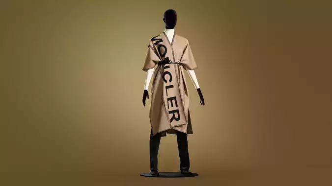 Moncler Wool Poncho Camel v2 3D model