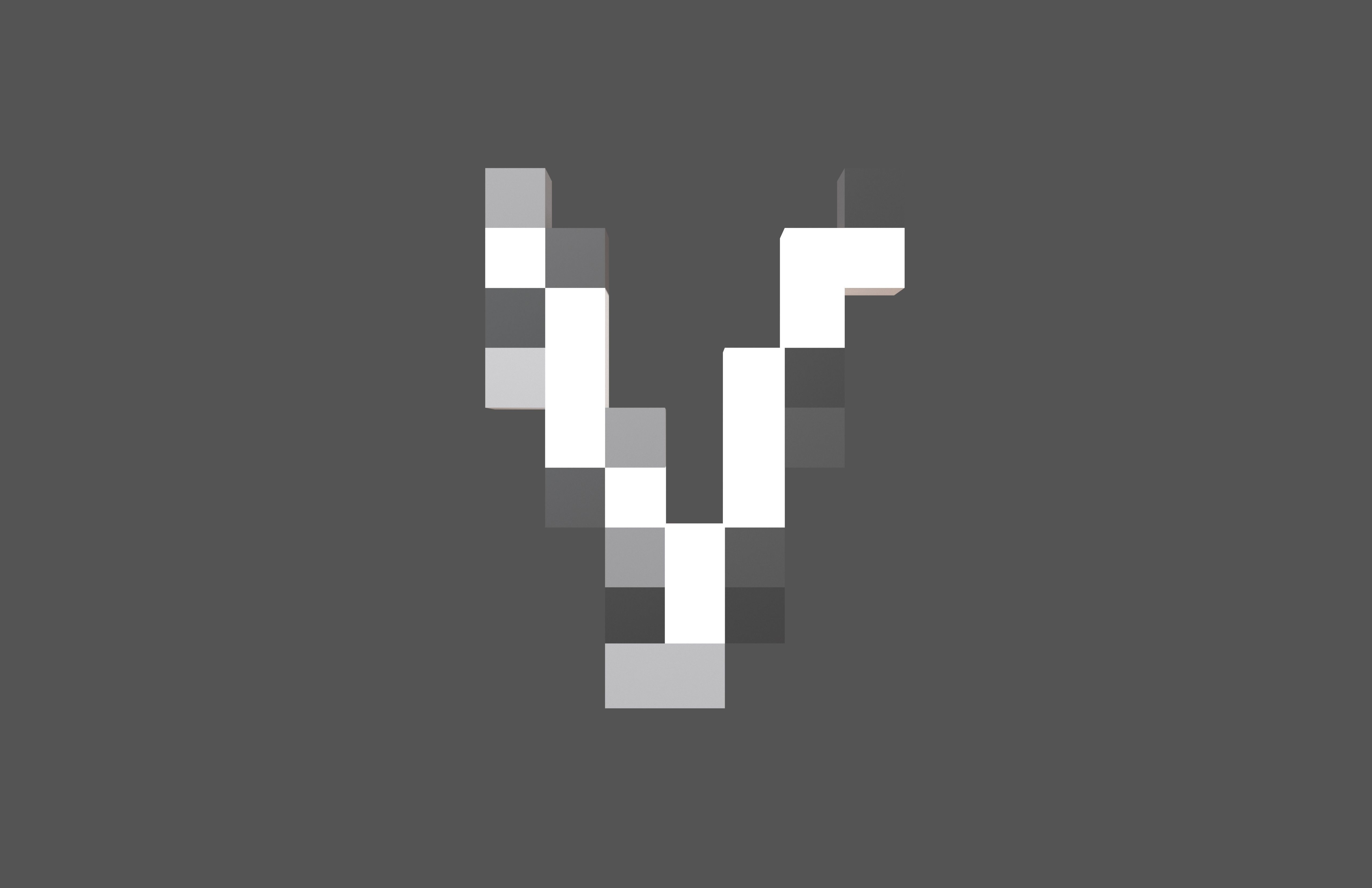 Pixel Font V v1 002 Low-poly 3D model_1