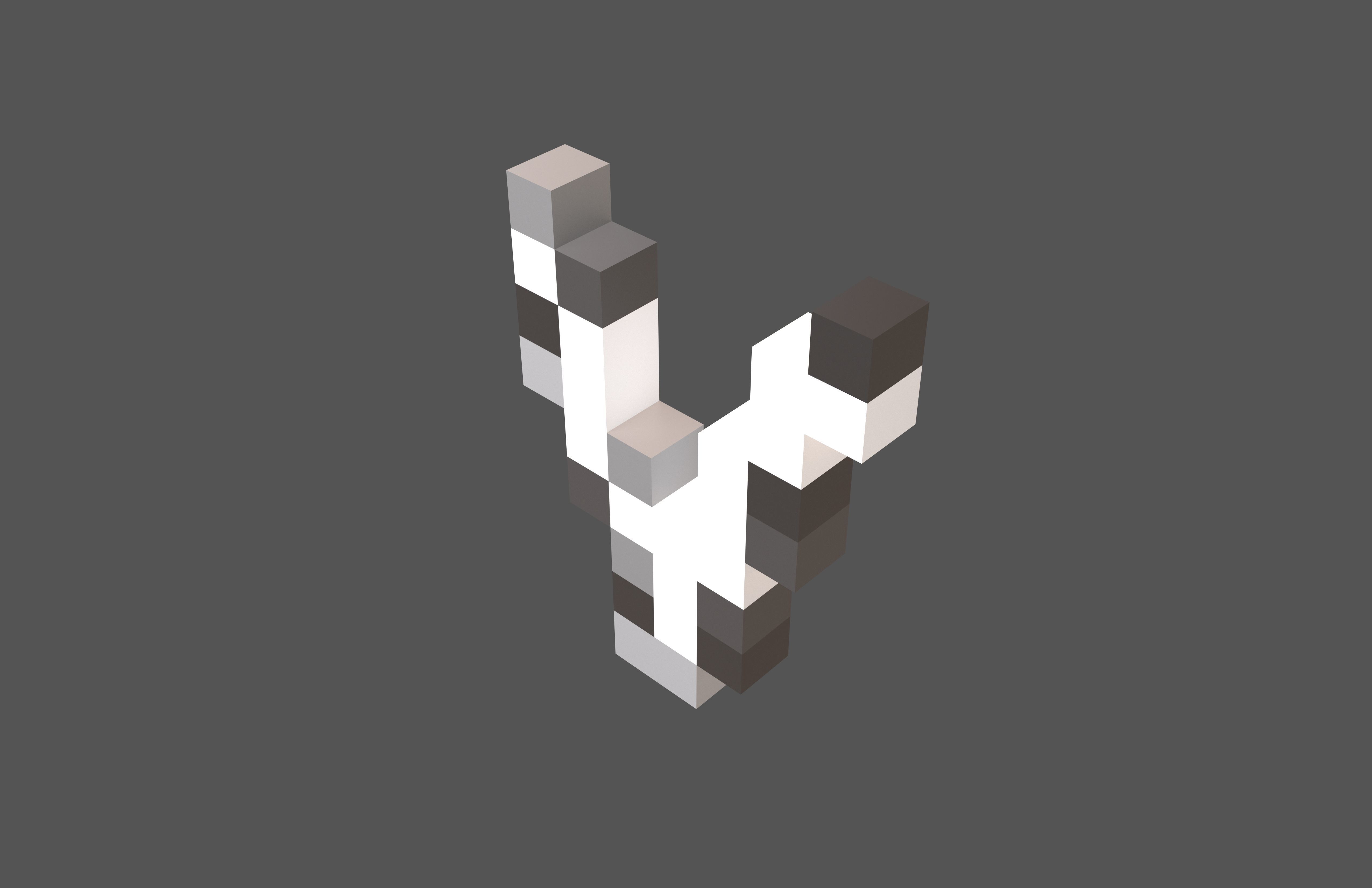 Pixel Font V v1 002 Low-poly 3D model_2