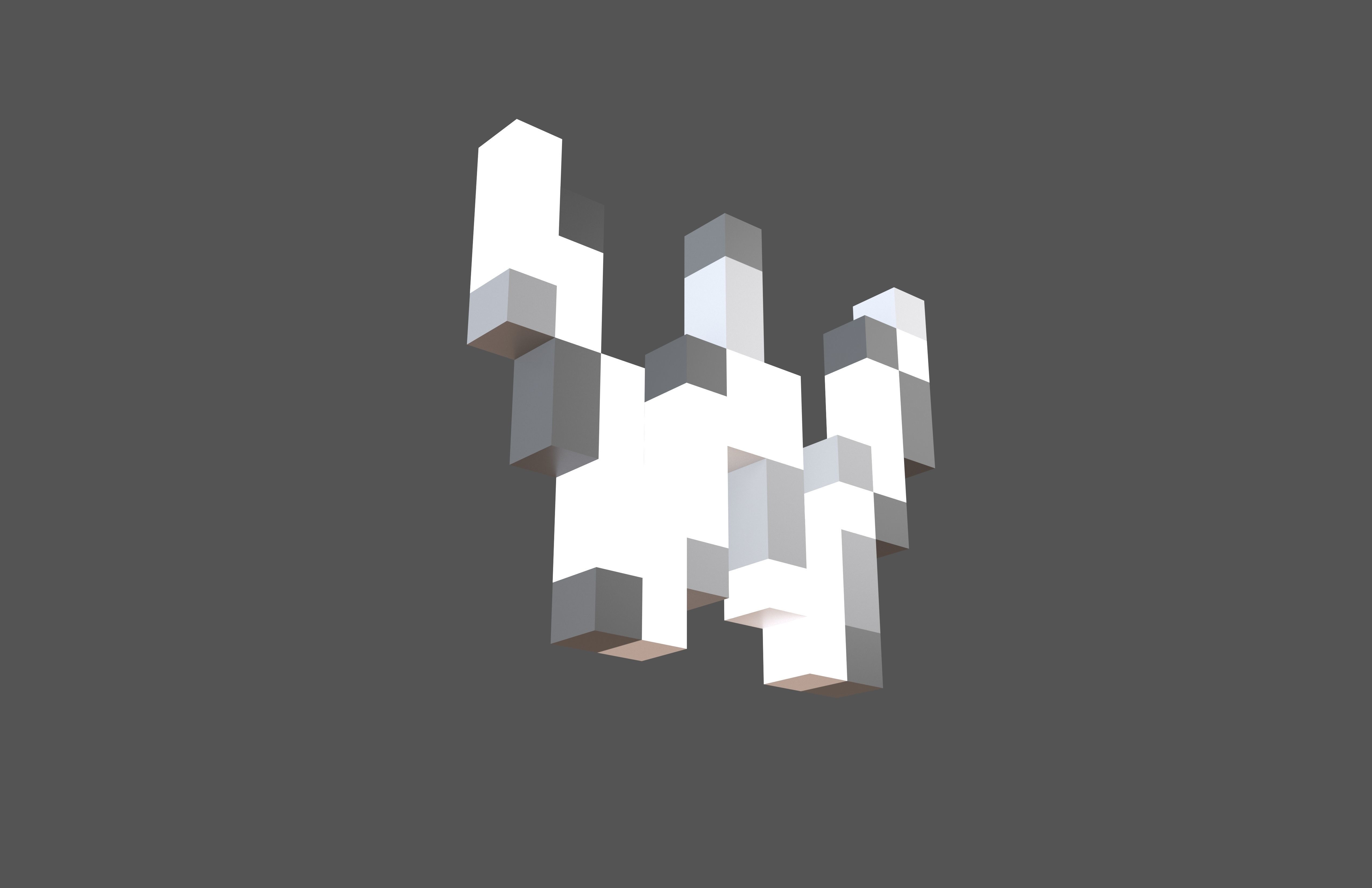 Pixel Font W v1 002 Low-poly 3D model_3