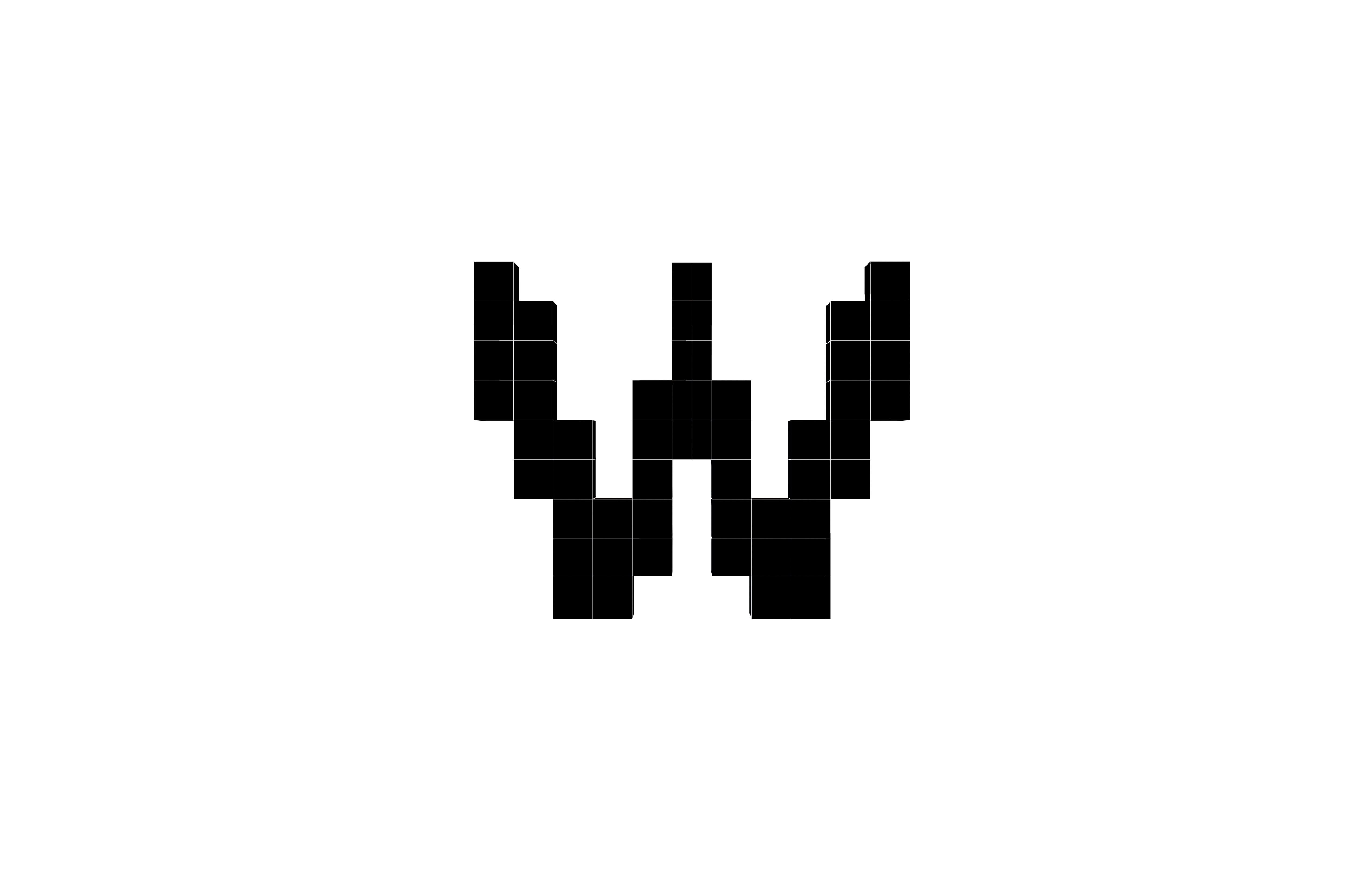 Pixel Font W v1 002 Low-poly 3D model_4