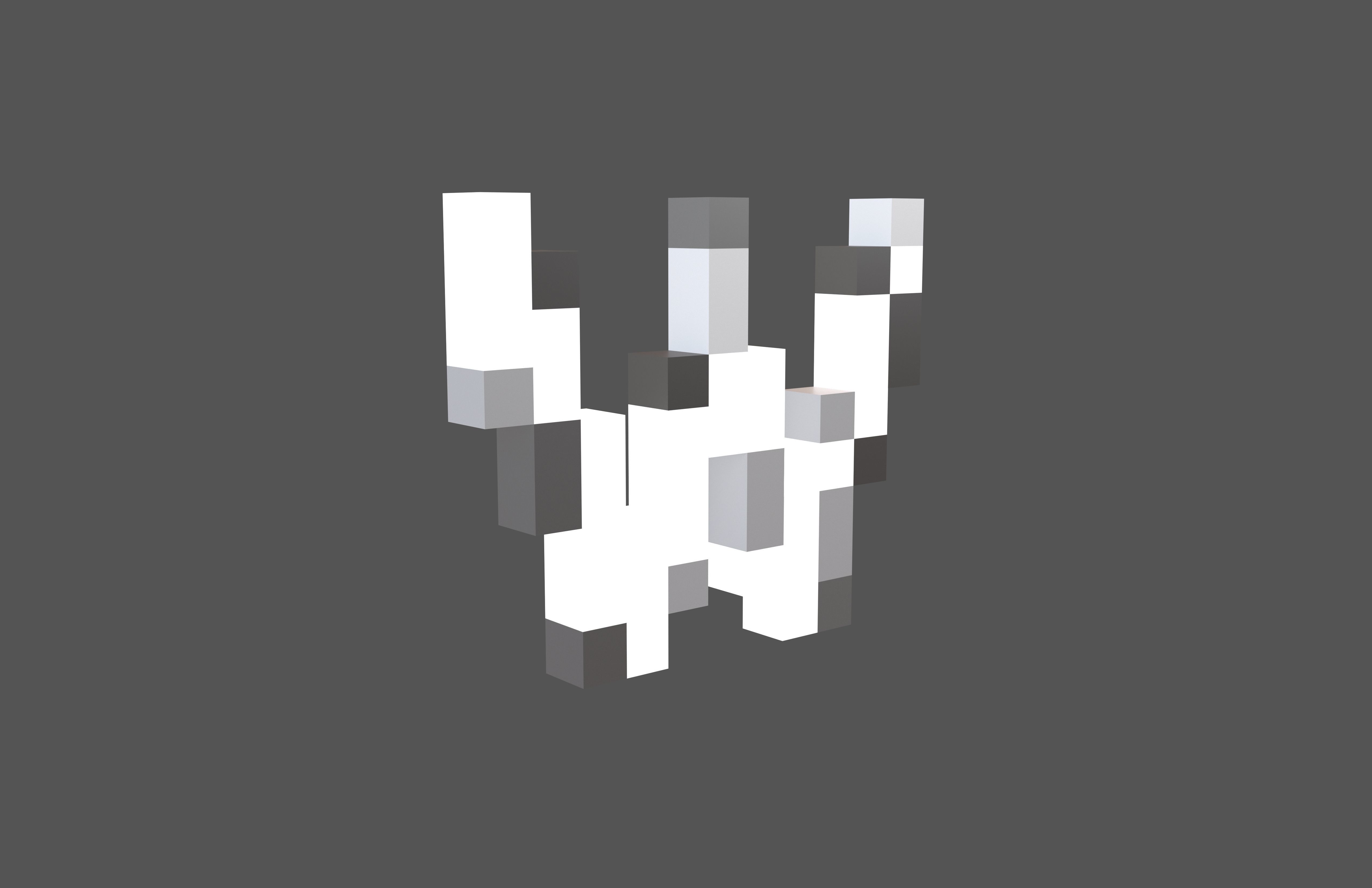 Pixel Font W v1 002 Low-poly 3D model_2