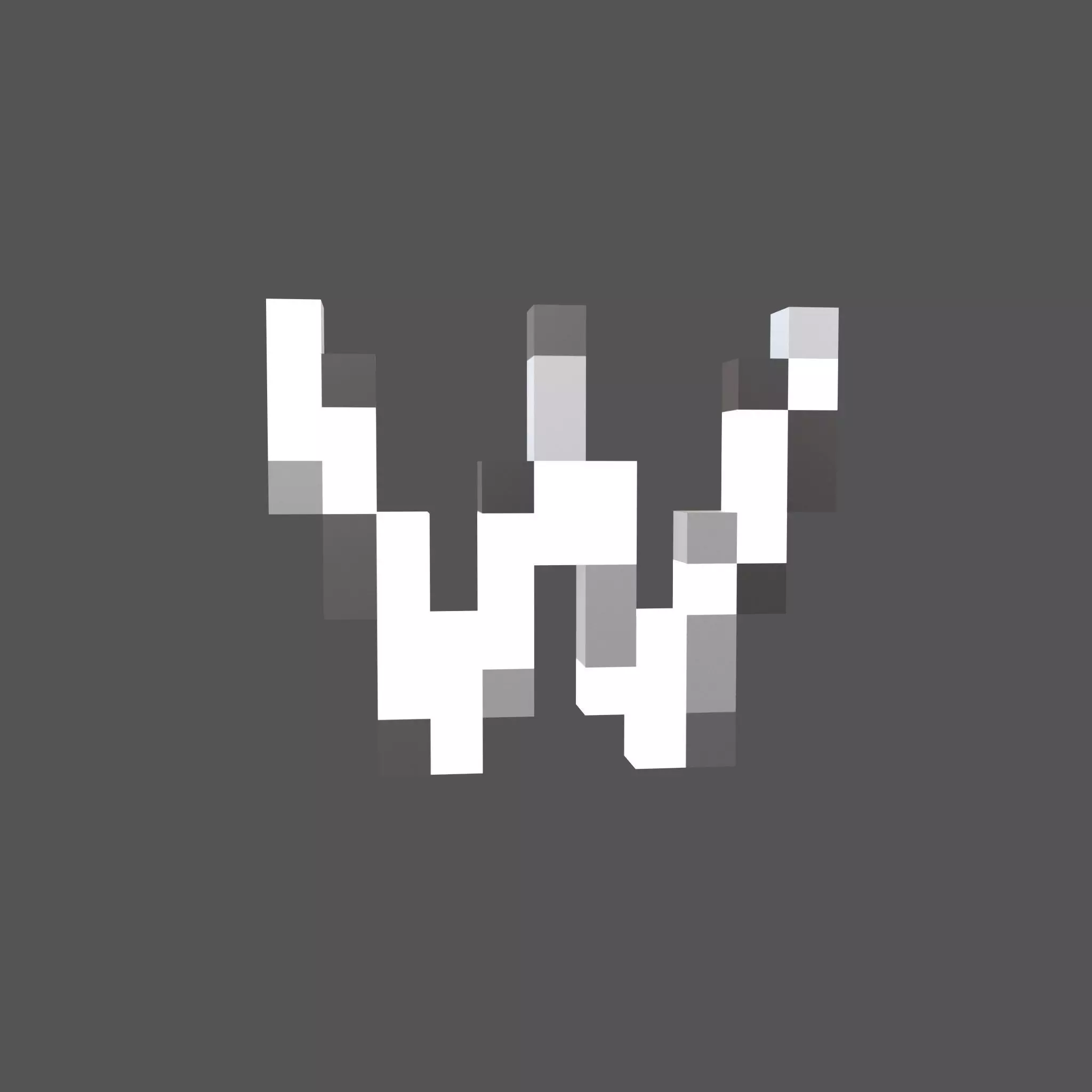 Pixel Font W v1 002 Low-poly 3D model_0