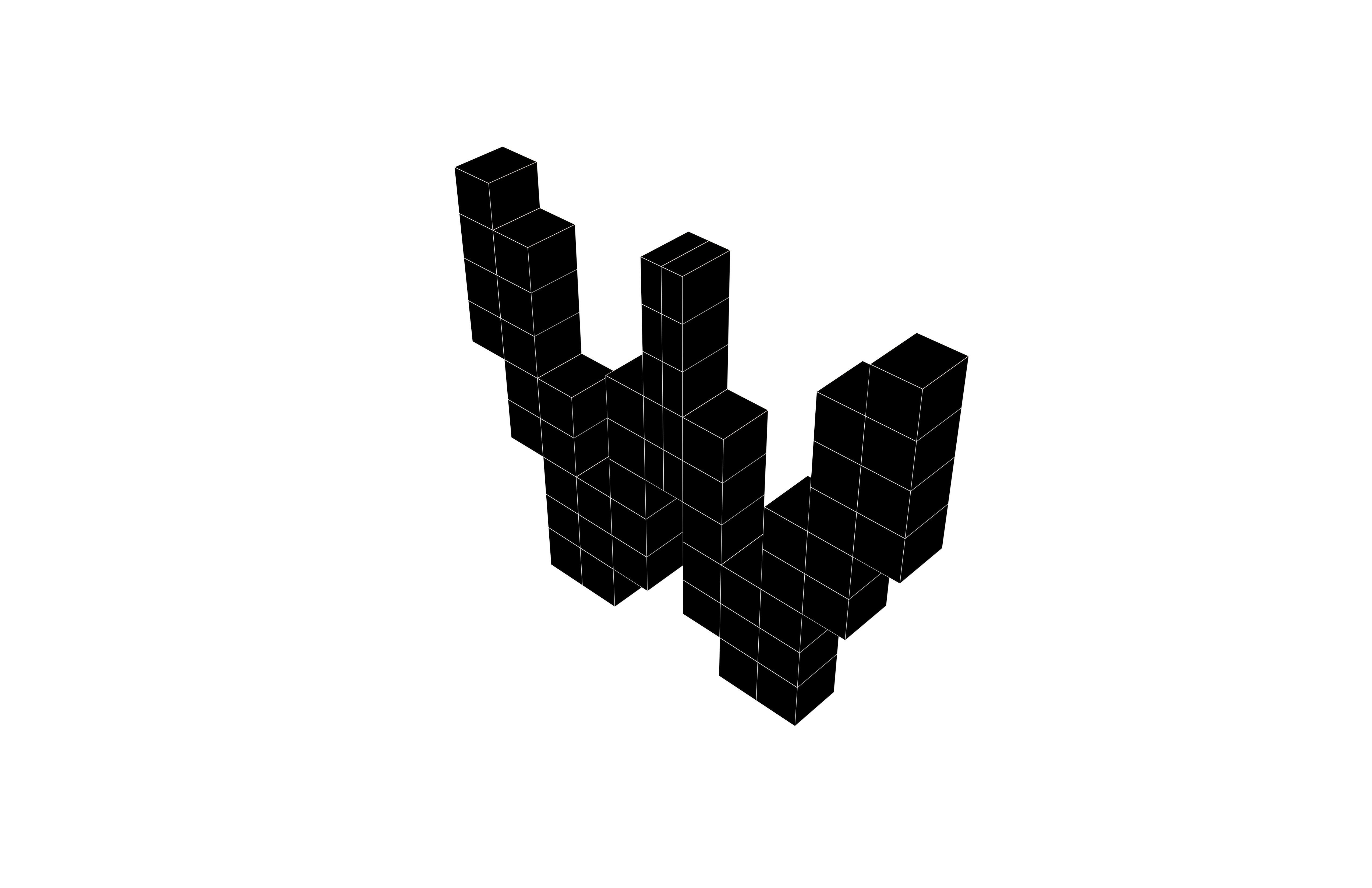 Pixel Font W v1 002 Low-poly 3D model_6