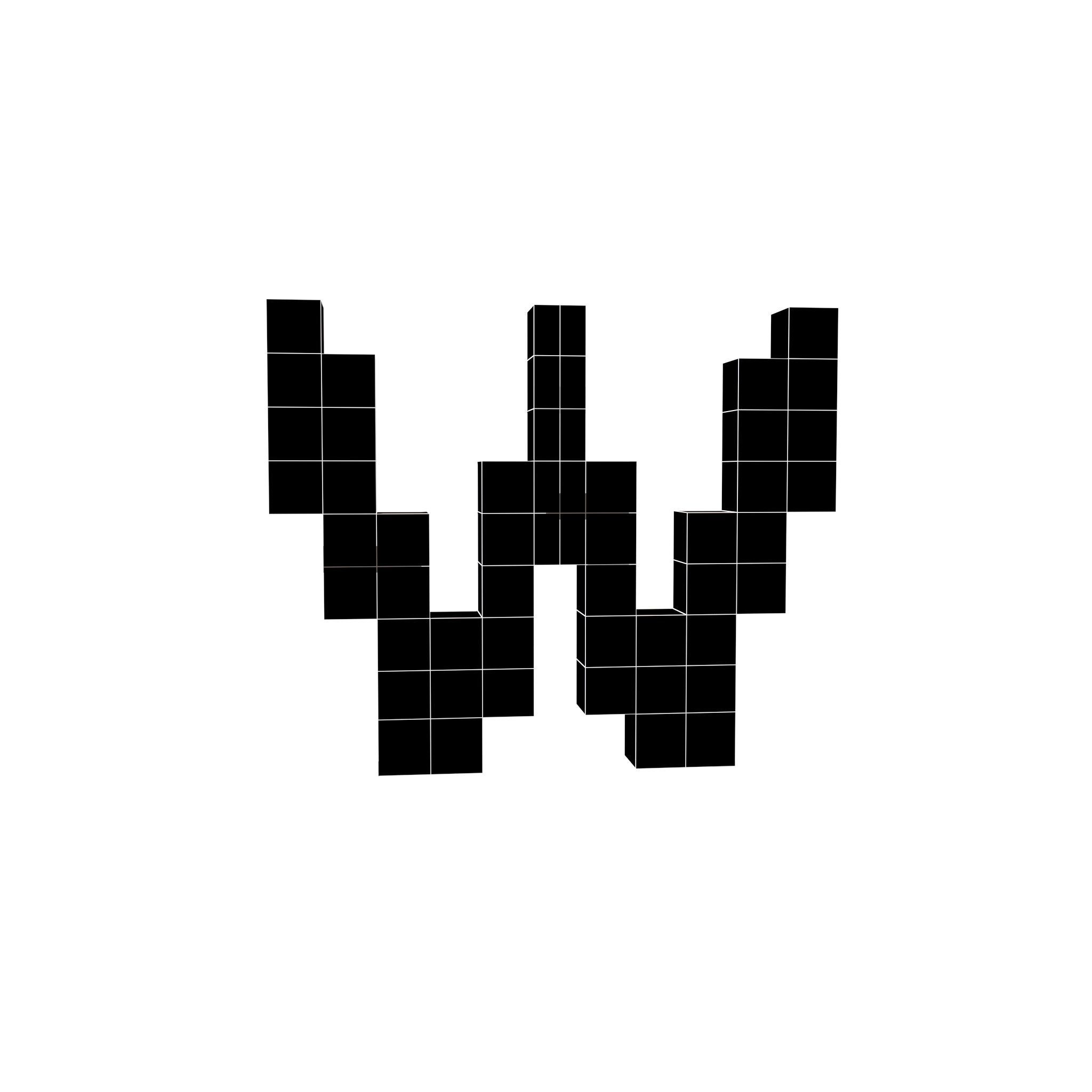 Pixel Font W v1 002 Low-poly 3D model_5