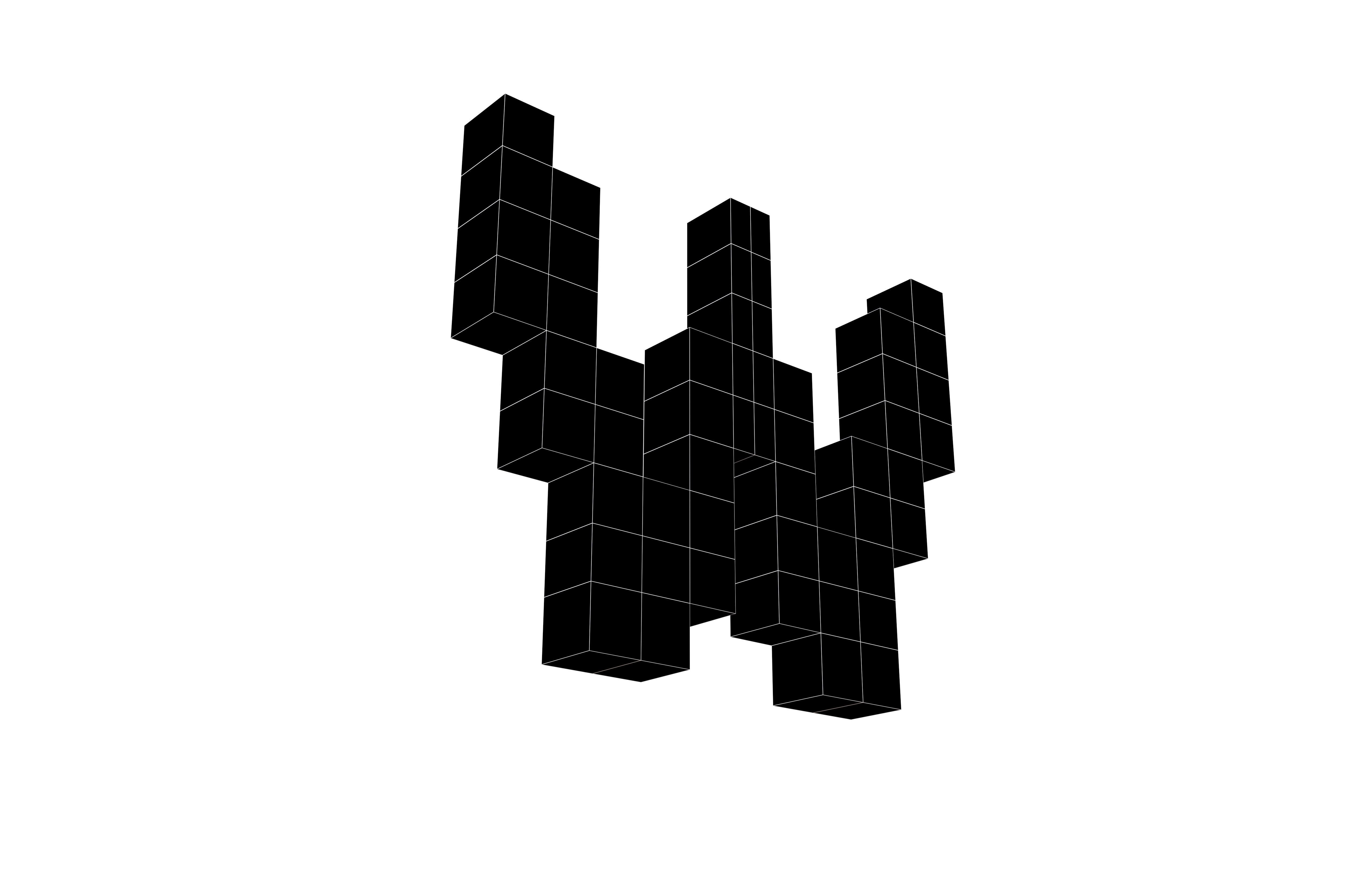 Pixel Font W v1 002 Low-poly 3D model_7