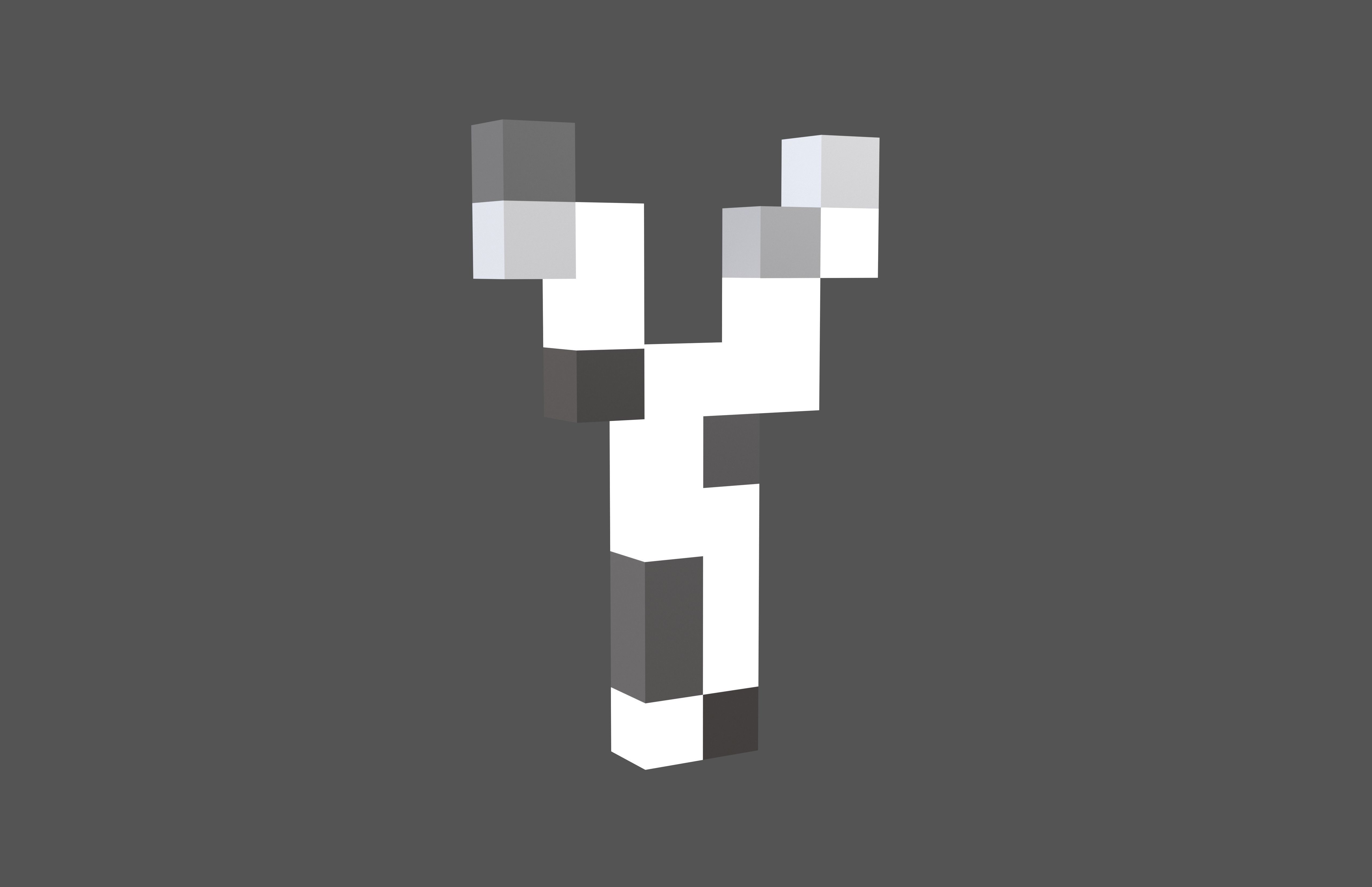 Pixel Font Y v1 002 Low-poly 3D model_1