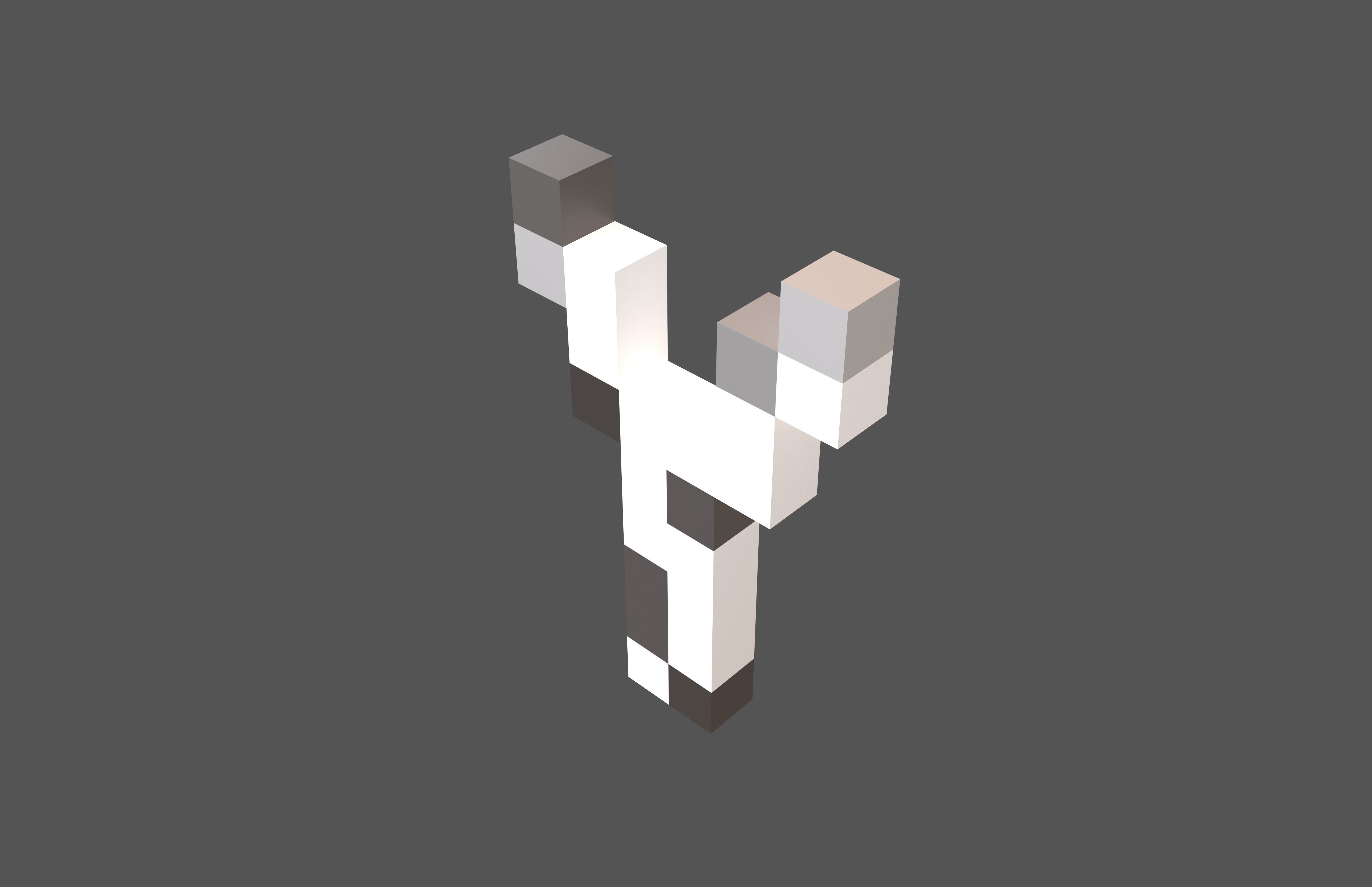 Pixel Font Y v1 002 Low-poly 3D model_2