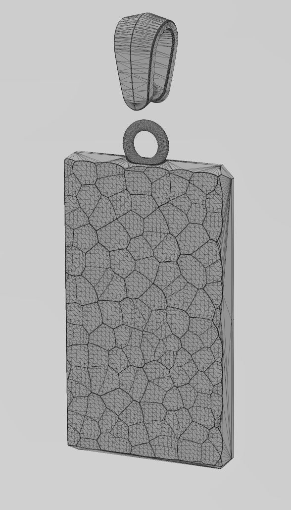 Hammered rectangular pendant with bail 3D print model_12
