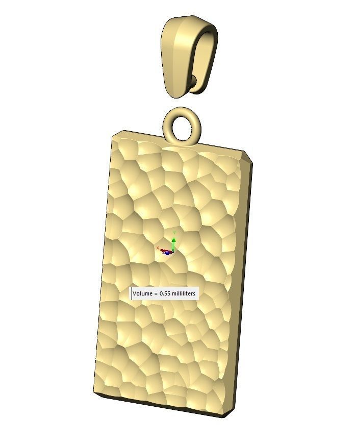 Hammered rectangular pendant with bail 3D print model_13