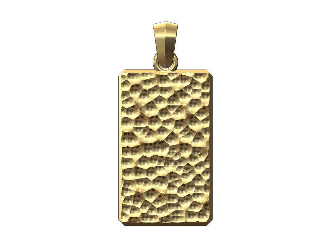 Hammered rectangular pendant with bail 3D print model_1
