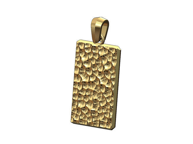 Hammered rectangular pendant with bail 3D print model