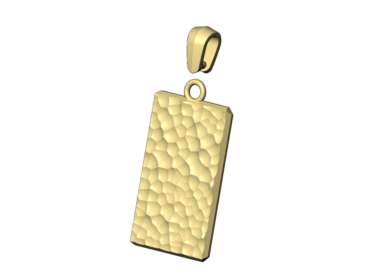 Hammered rectangular pendant with bail 3D print model_4