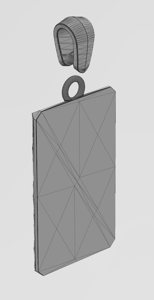 Hammered rectangular pendant with bail 3D print model_14
