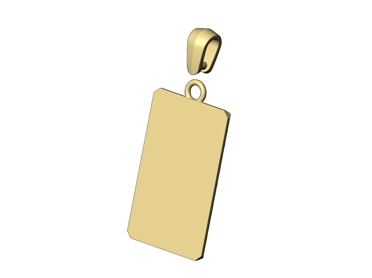 Hammered rectangular pendant with bail 3D print model_9