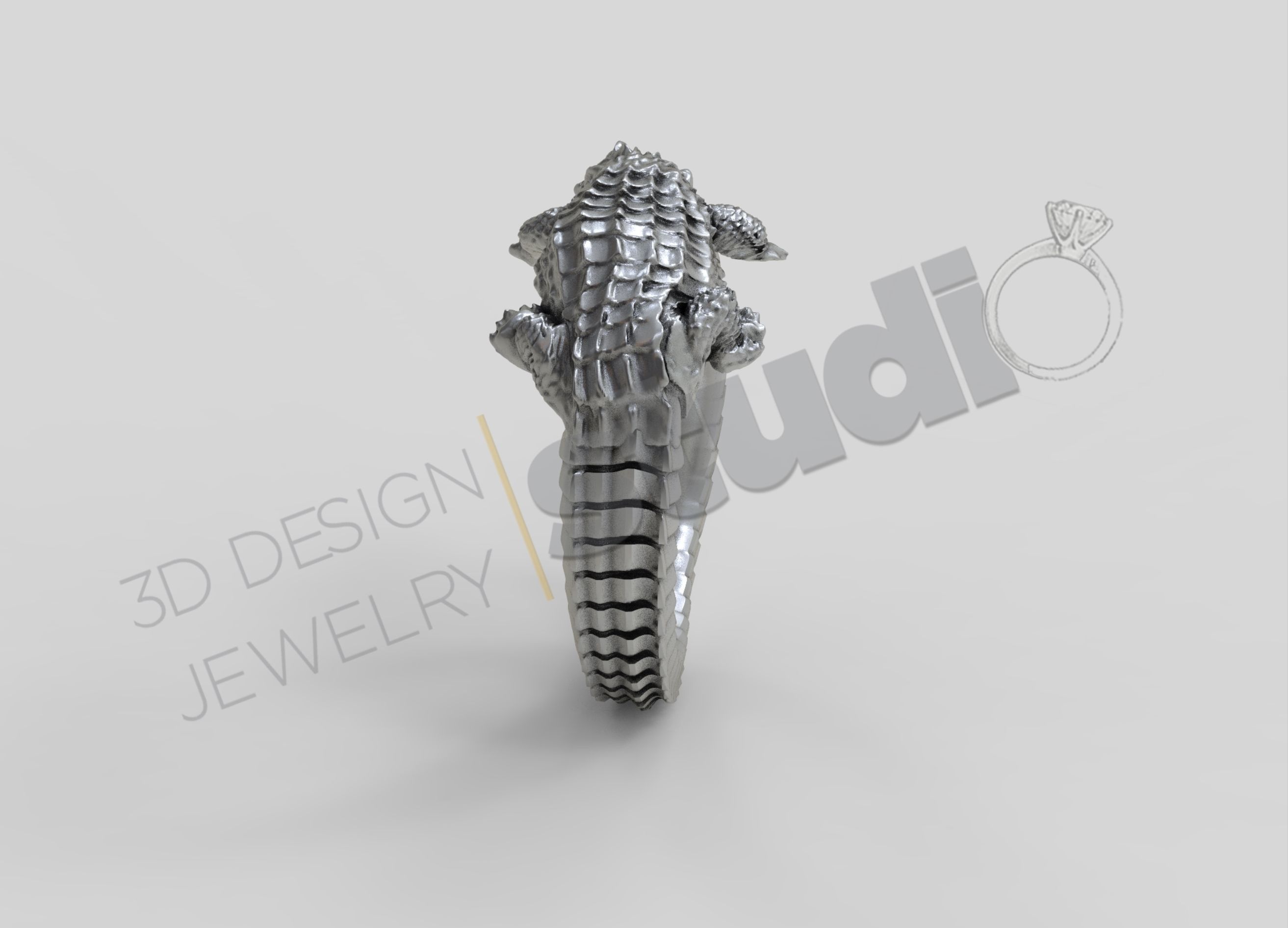Highly detailed alligator ring 3d model 3D print model_3