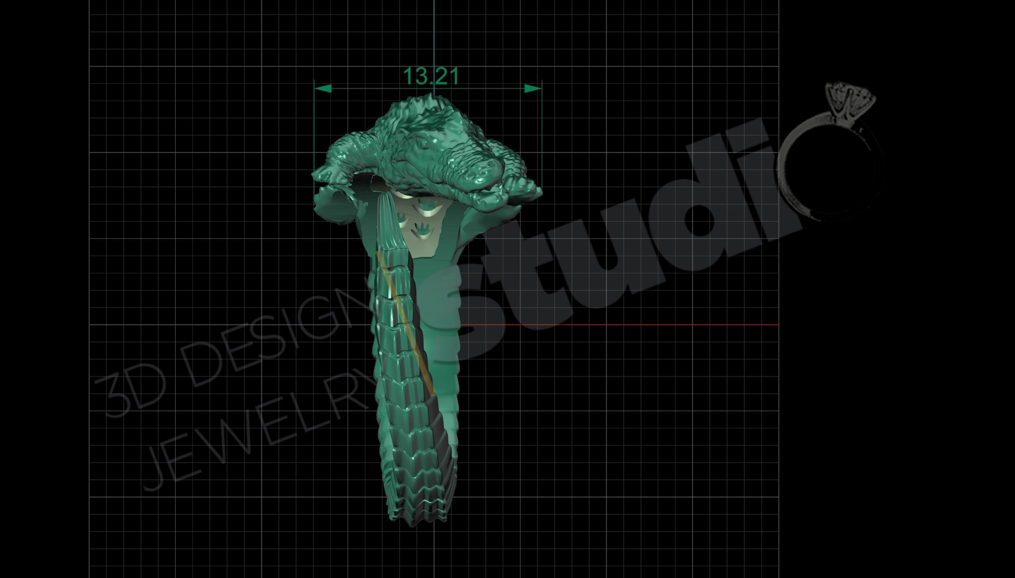 Highly detailed alligator ring 3d model 3D print model_6
