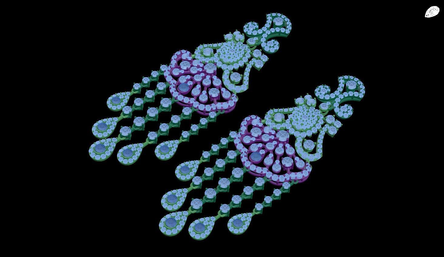 earring swarovski crystal earrings 3D print model_1