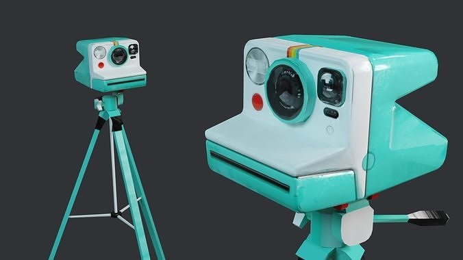 Polaroid Camera and Tripod Low-poly 3D model