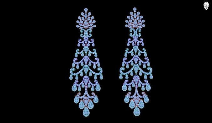 earring rhinestone drop earrings 3D print model