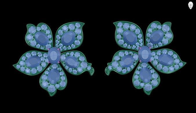 earring pair of flower earrings 3D print model