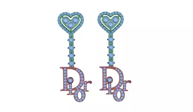 earring pair of earrings with hearts and diamonds