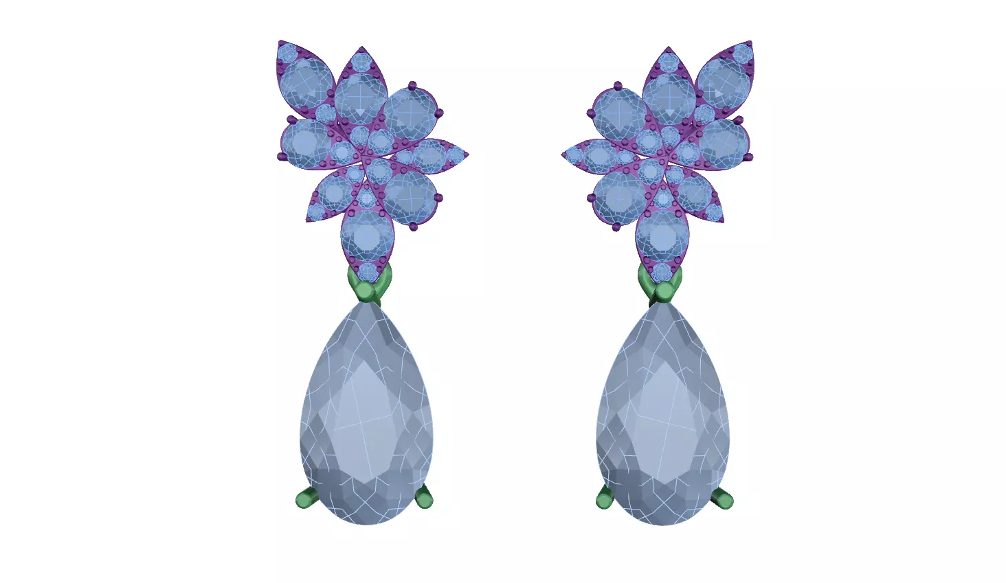 earring pair of earrings with flowers 3D print model_0