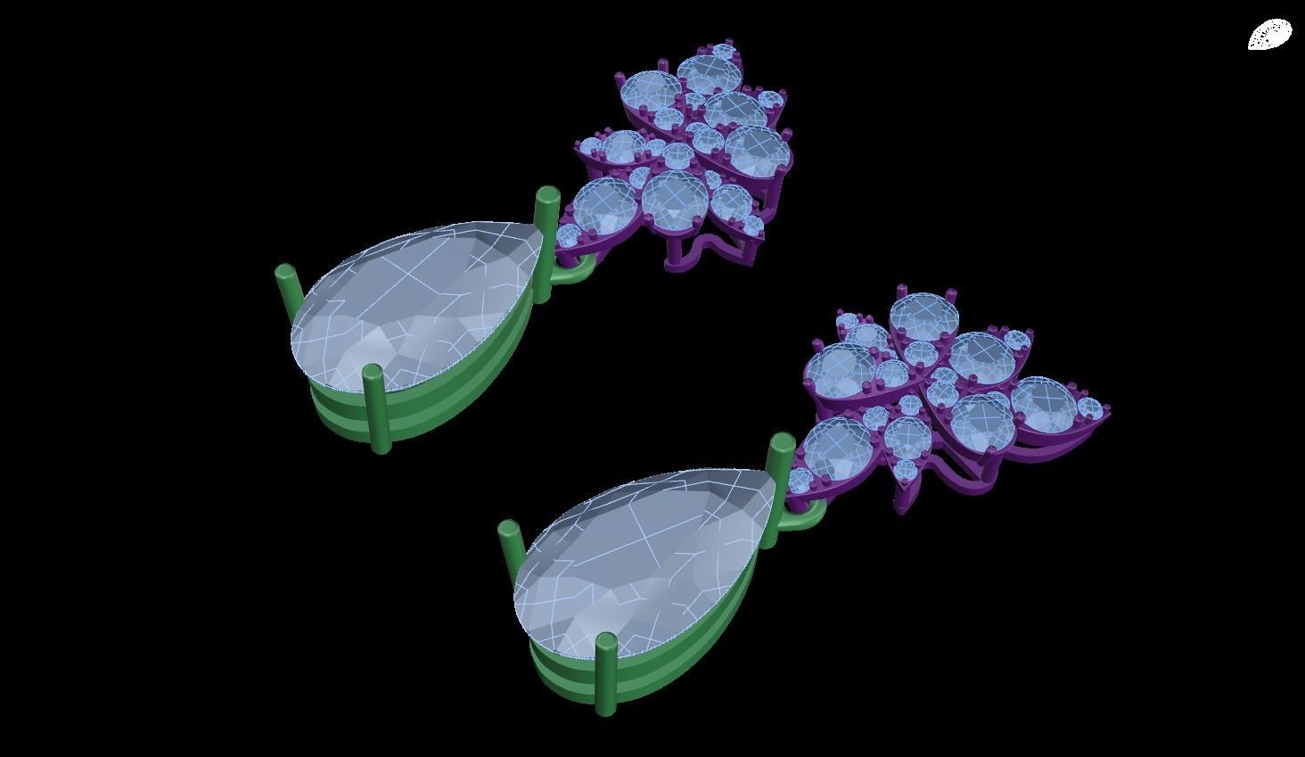 earring pair of earrings with flowers 3D print model_1