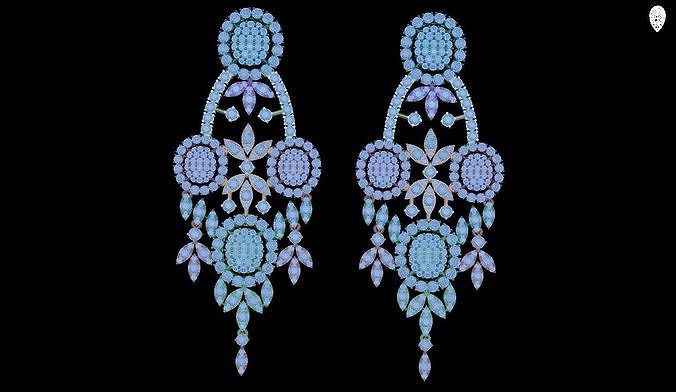 earring rhinestone chandelier earrings 3D print model