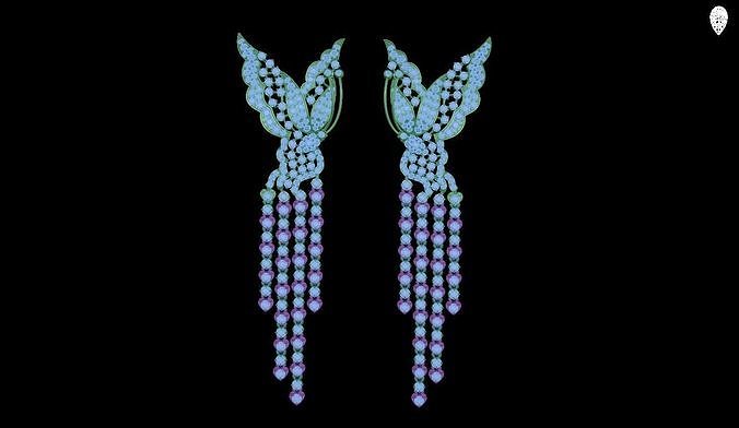 earring rhinestone hummingbird earrings 3D print model