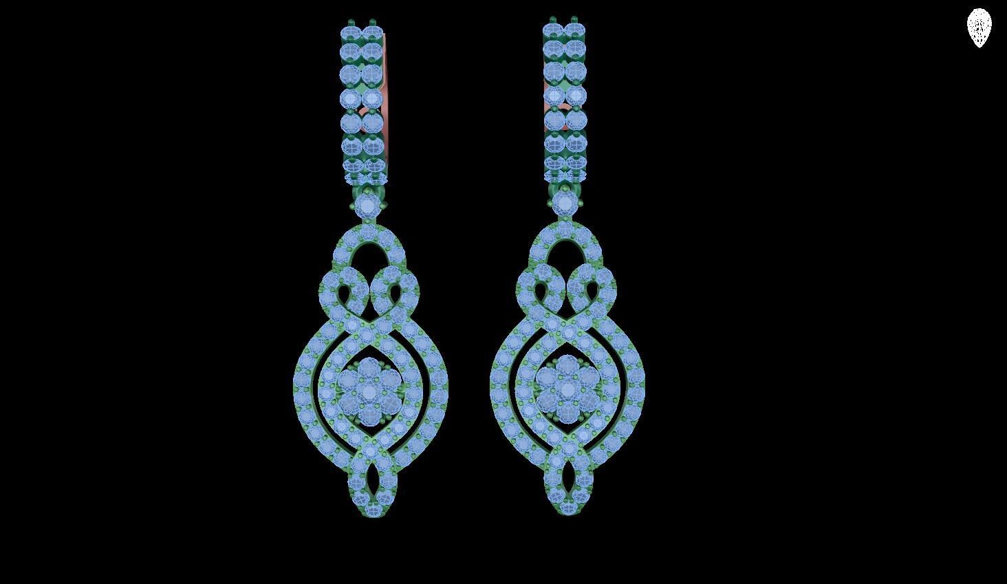earring pair of earrings with diamonds 3D print model_1